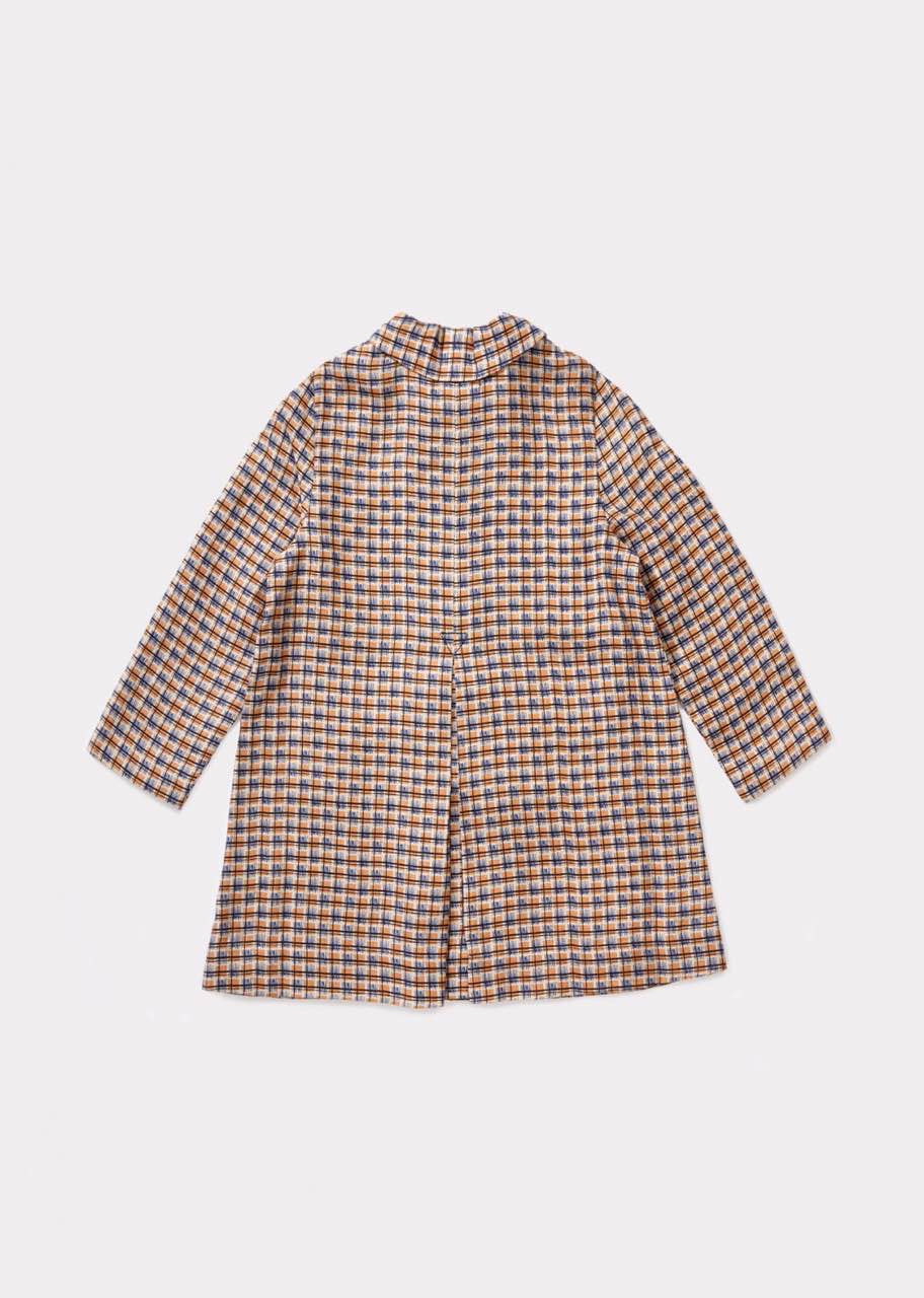 Girls Blue Check Coat