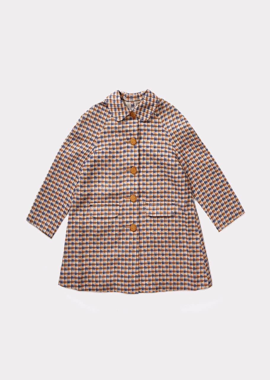 Girls Blue Check Coat