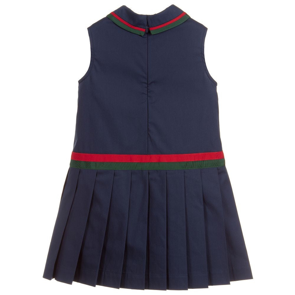 Girls Blue Bowknot Cotton Dress