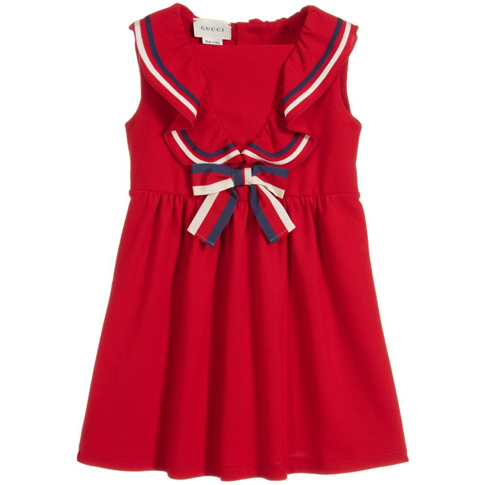 Girls Red Cotton Dress