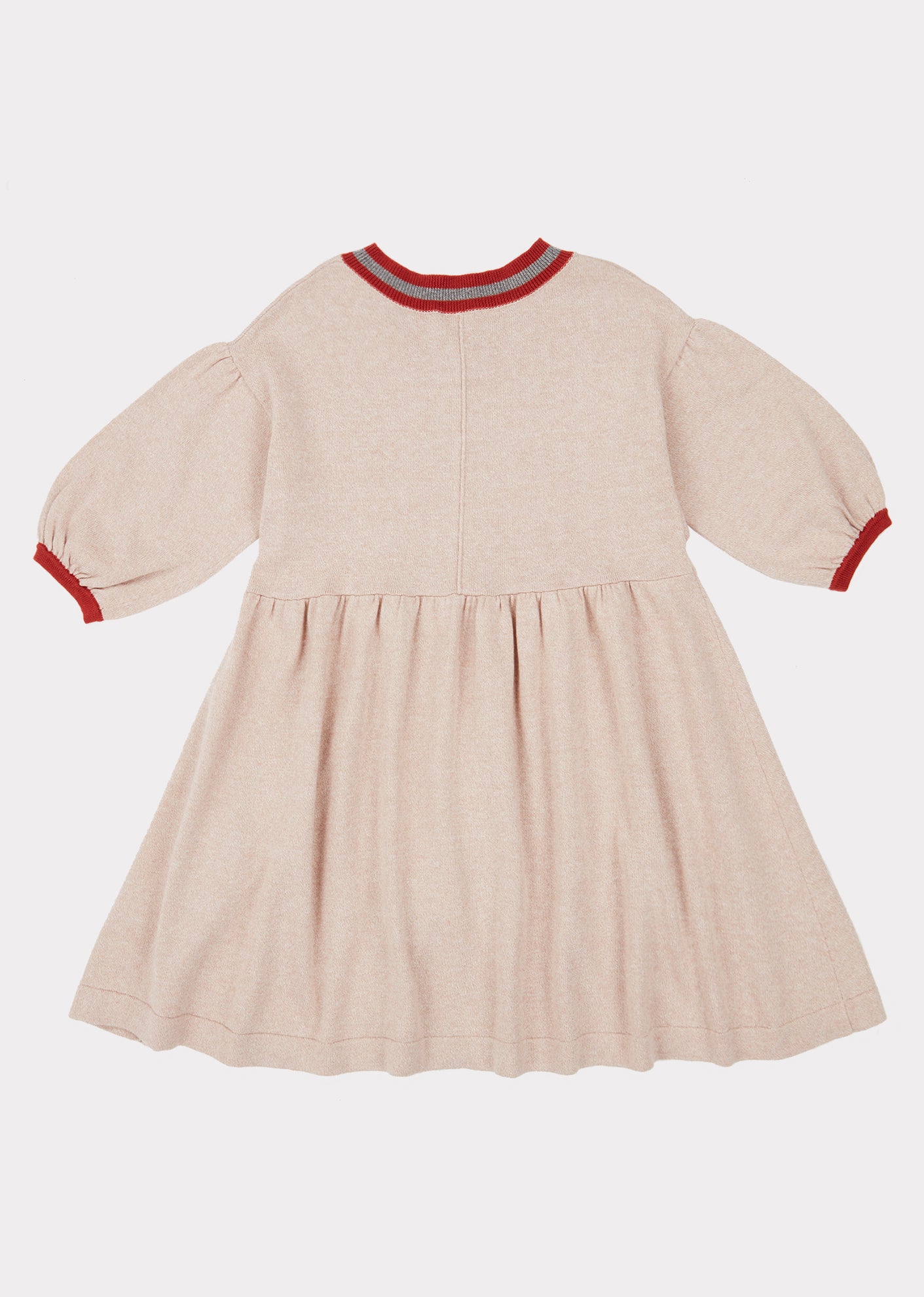 Girls Khaki V-neck Cotton Dress