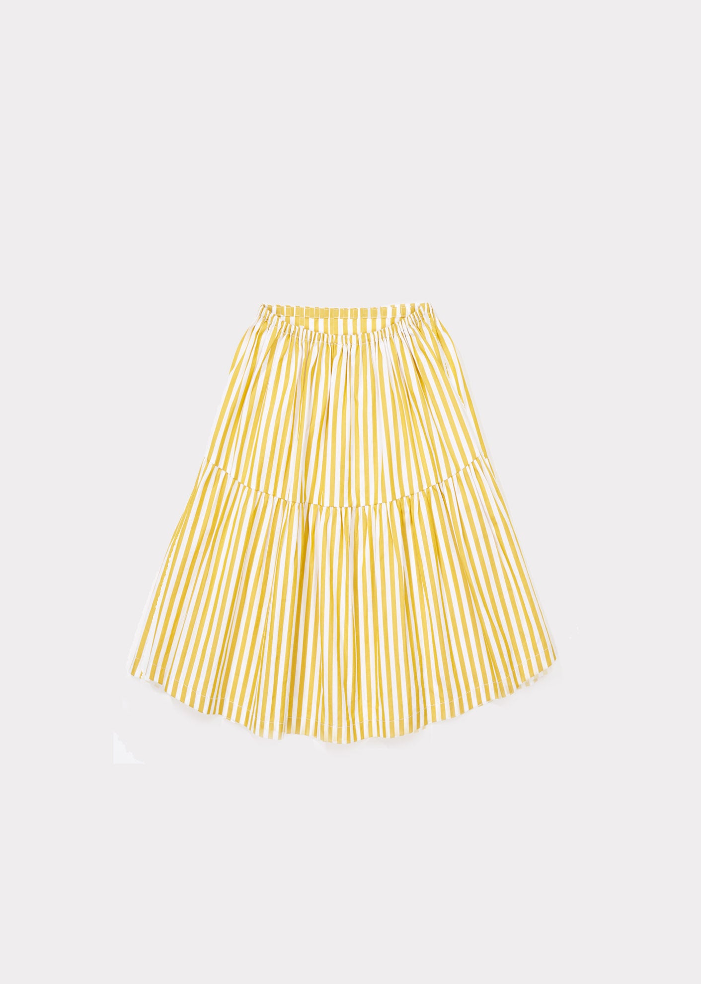 Girls Yellow Stripe Cotton Woven Skirt