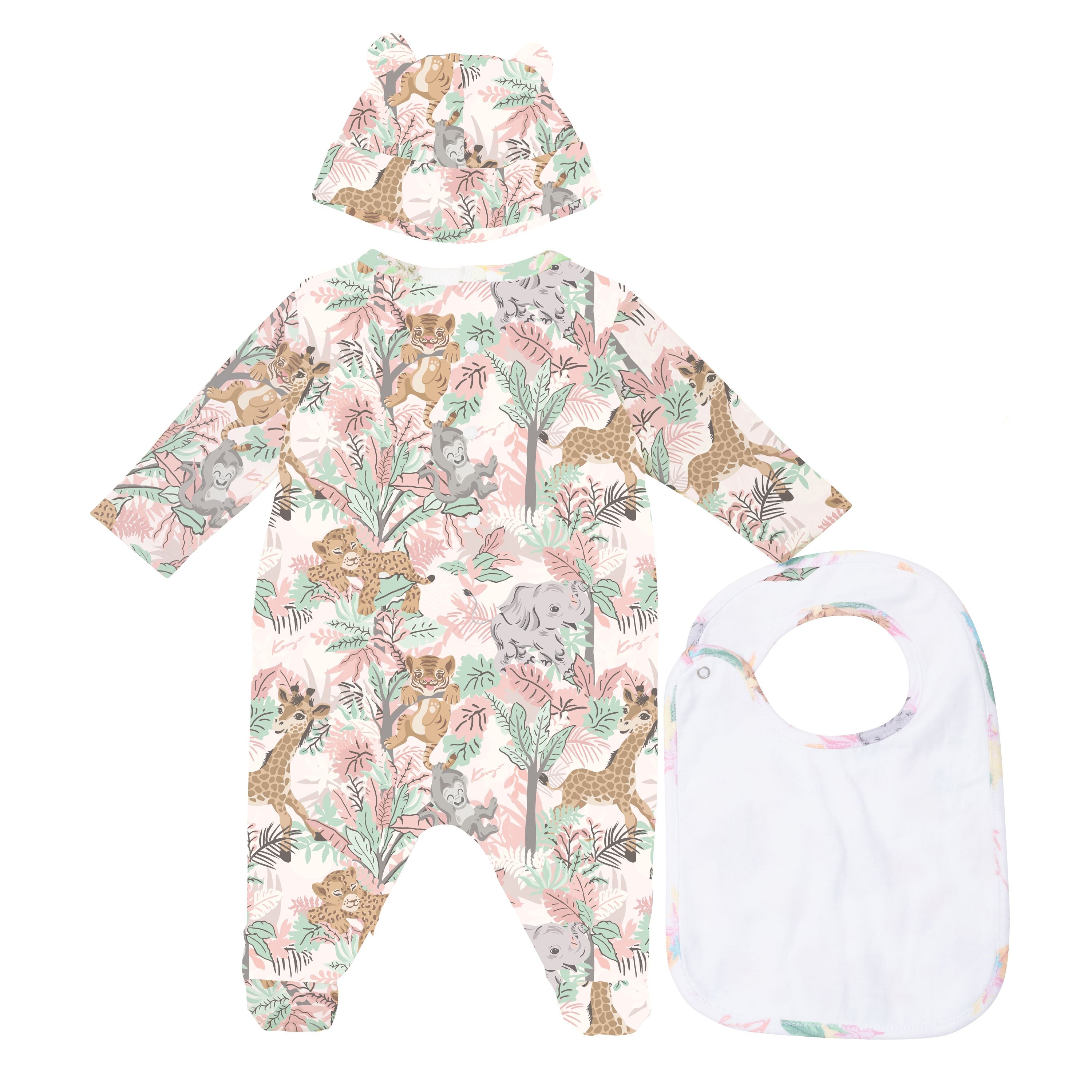 Baby Girls Pink Printed Babysuit Set