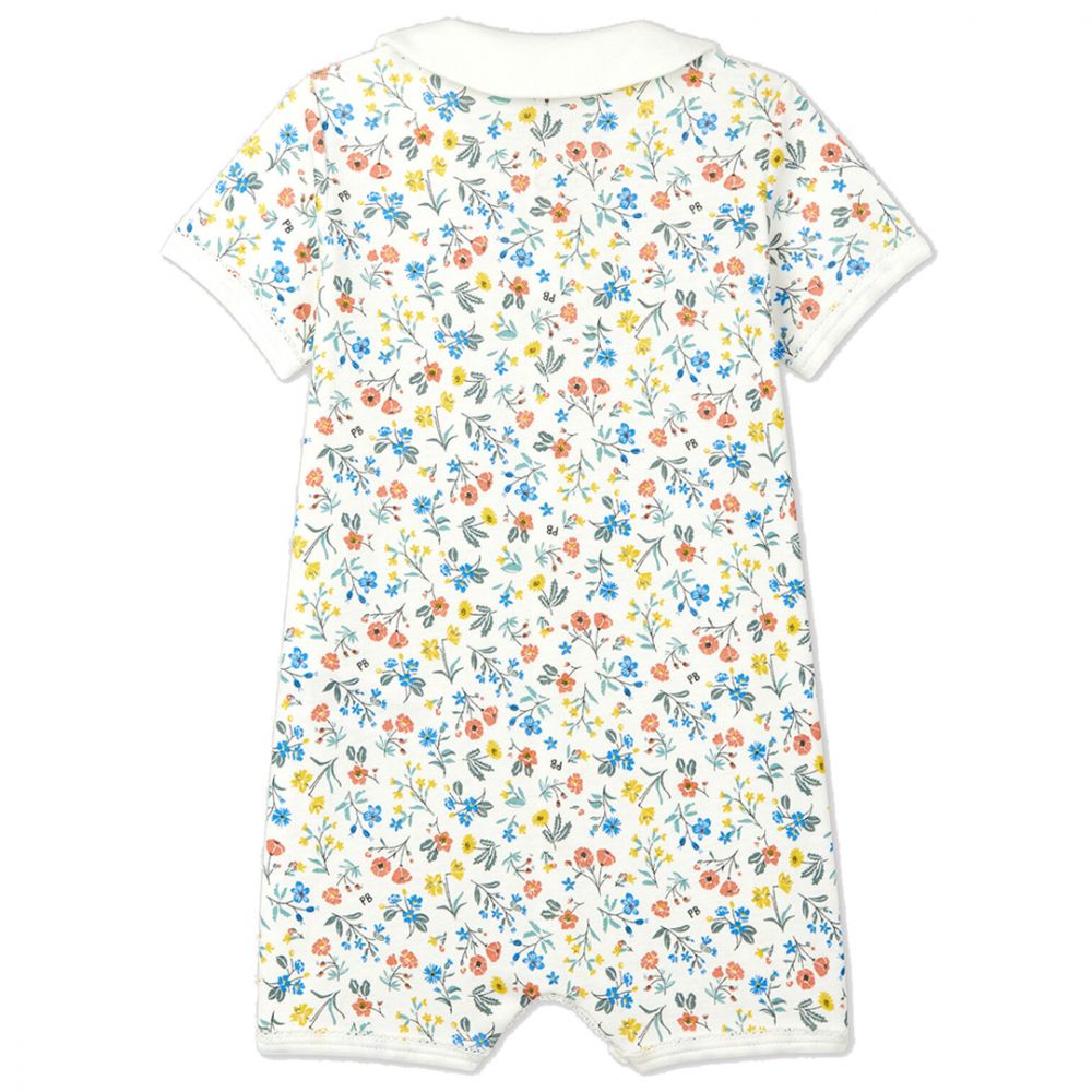 Baby Girls White Cotton Babysuit