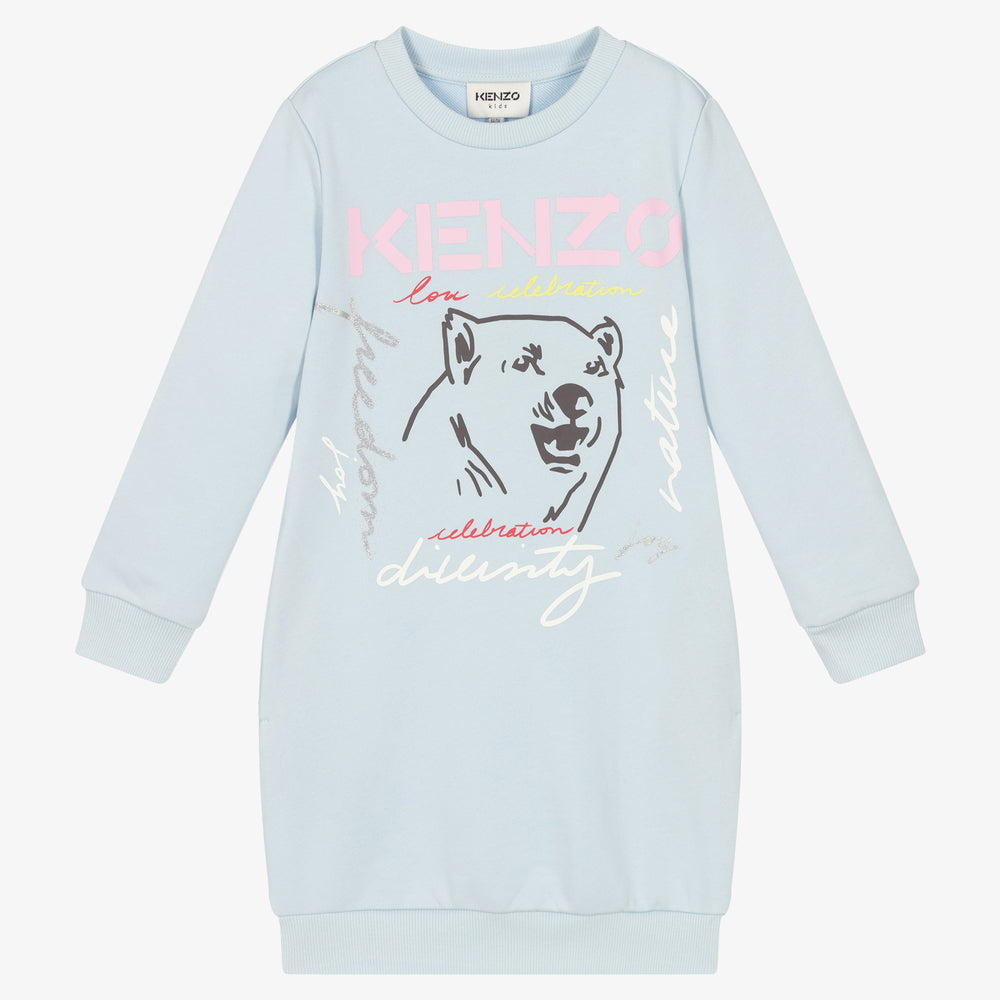 Girls Blue Bear Sweatshirt Dress