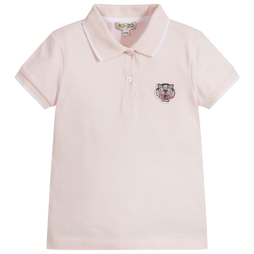 Girls Light Pink Cotton Polo Shirt