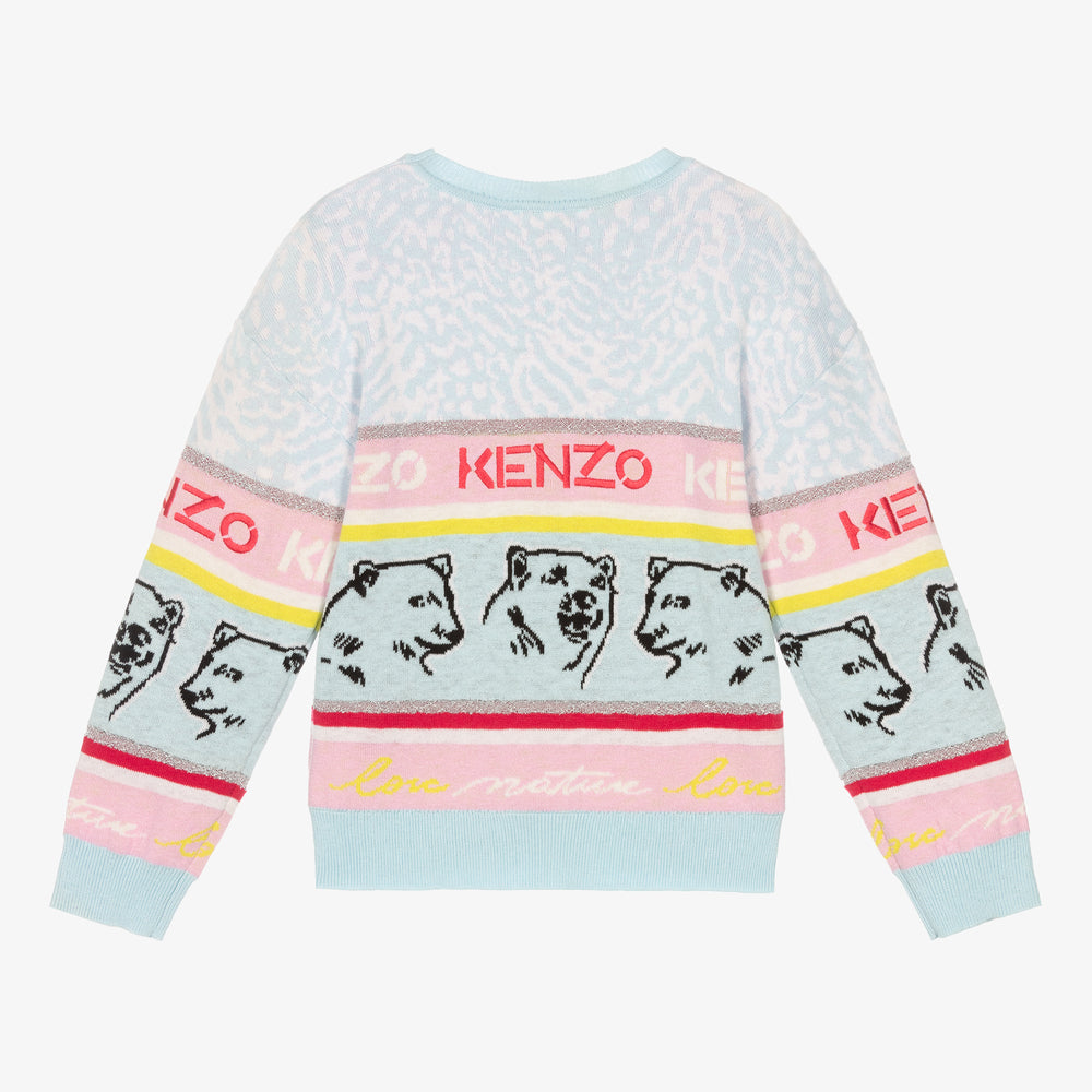 Girls Blue Bear Sweater