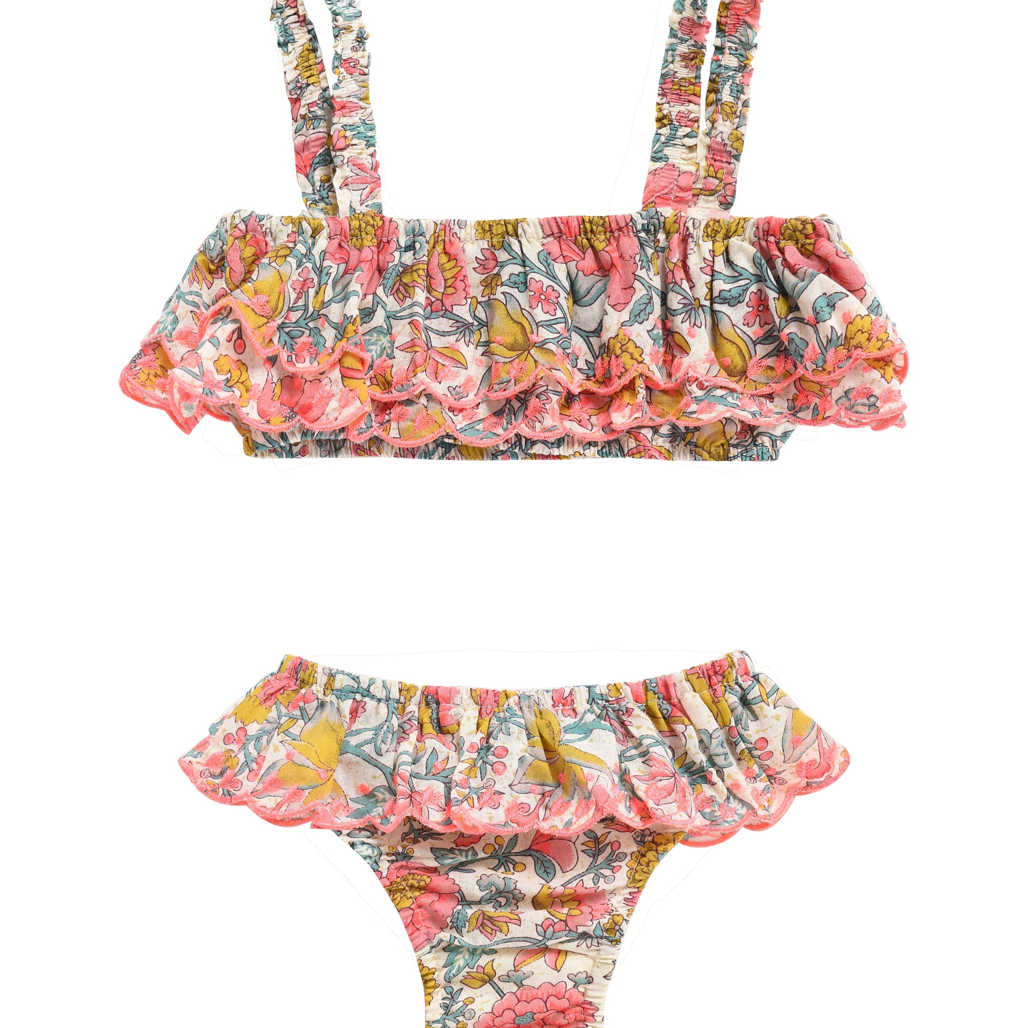 Girls Multi Flowers Cotton Bikini