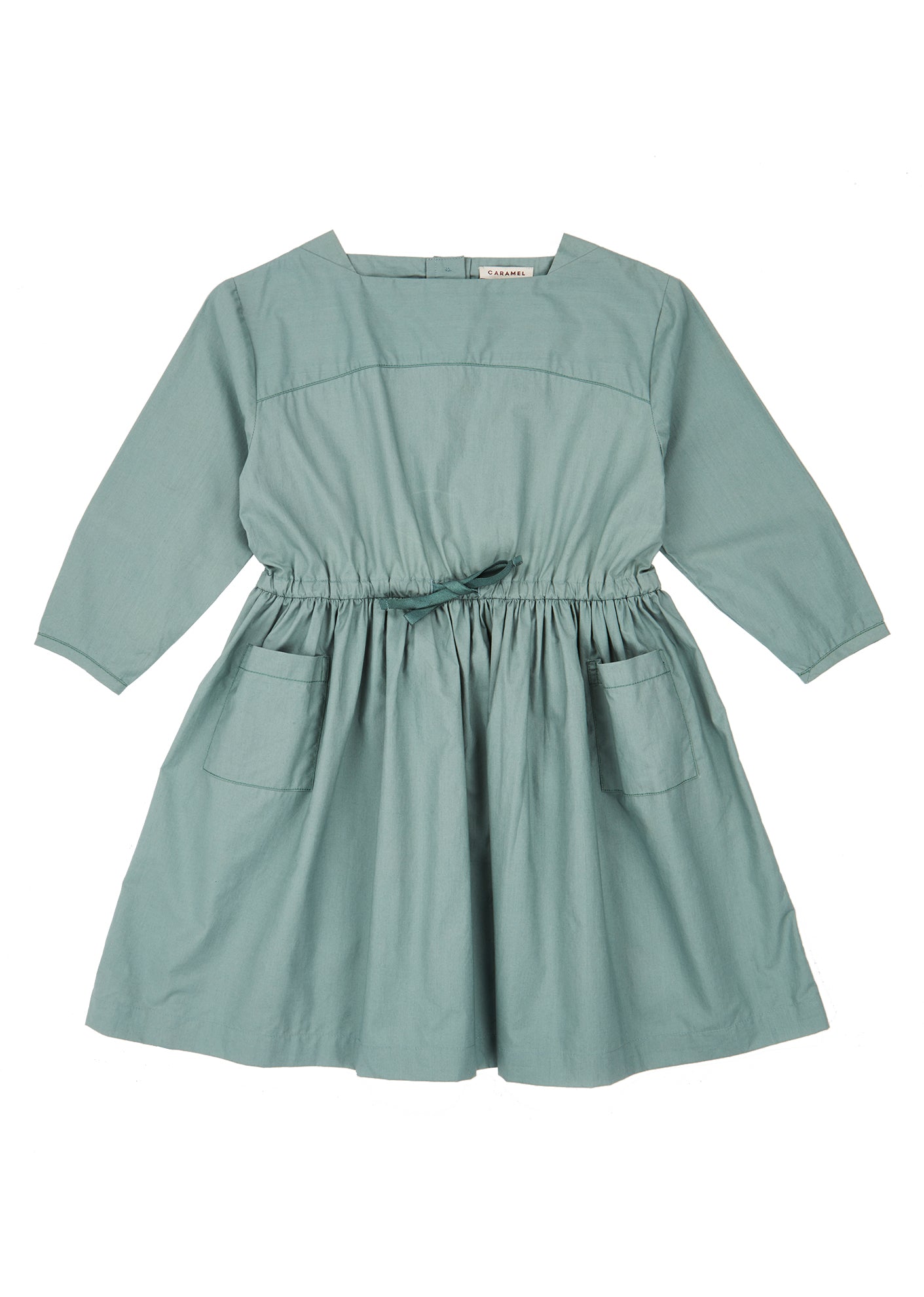 Girls Cyan Waist Cotton Dress