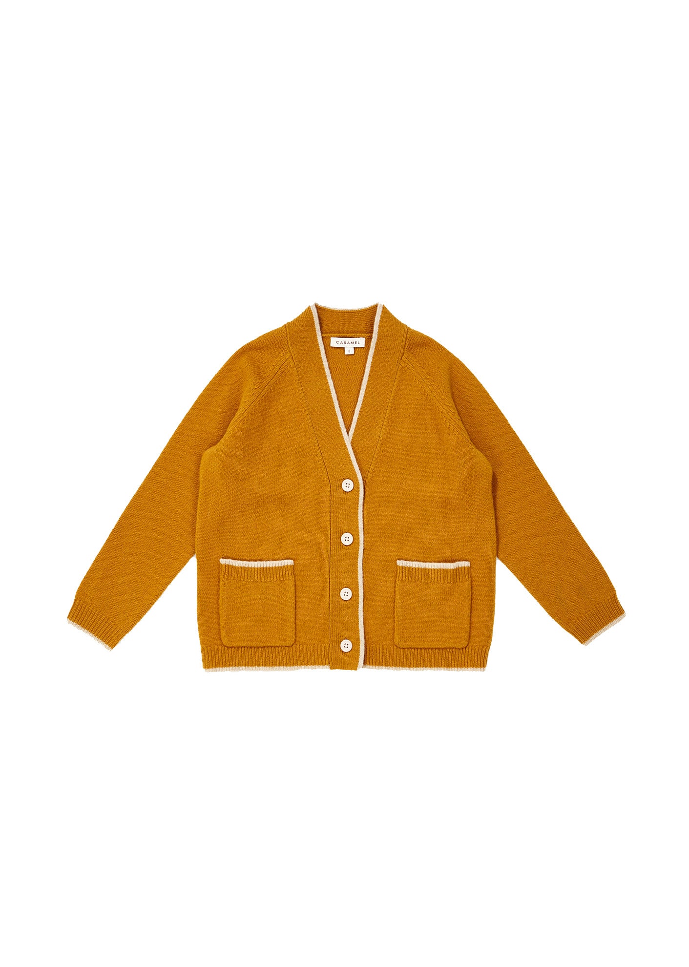 Girls Yellow V-neck Wool Cardigan