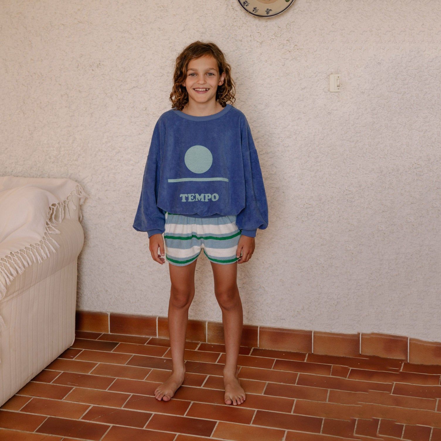 Boys & Girls Blue Printed Cotton Sweatshirt