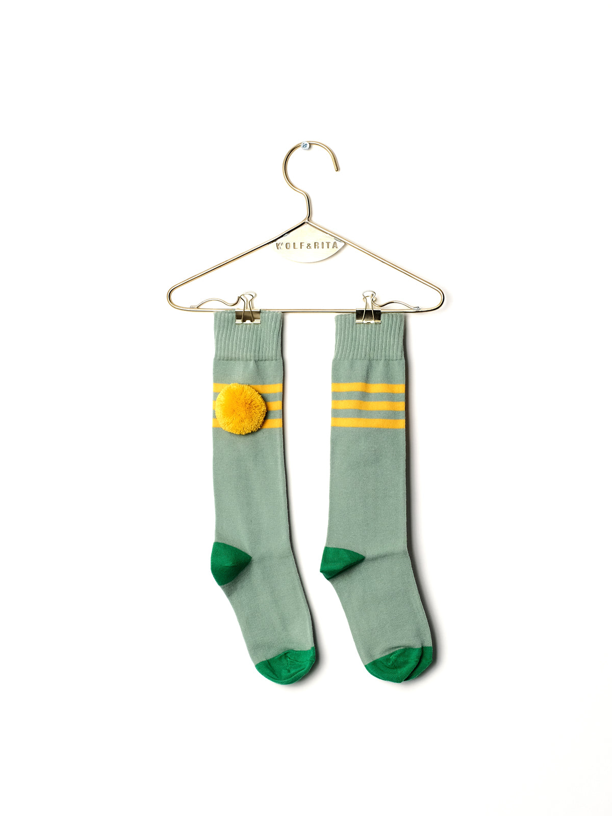 Girls & Boys Light Green Cotton Long Socks
