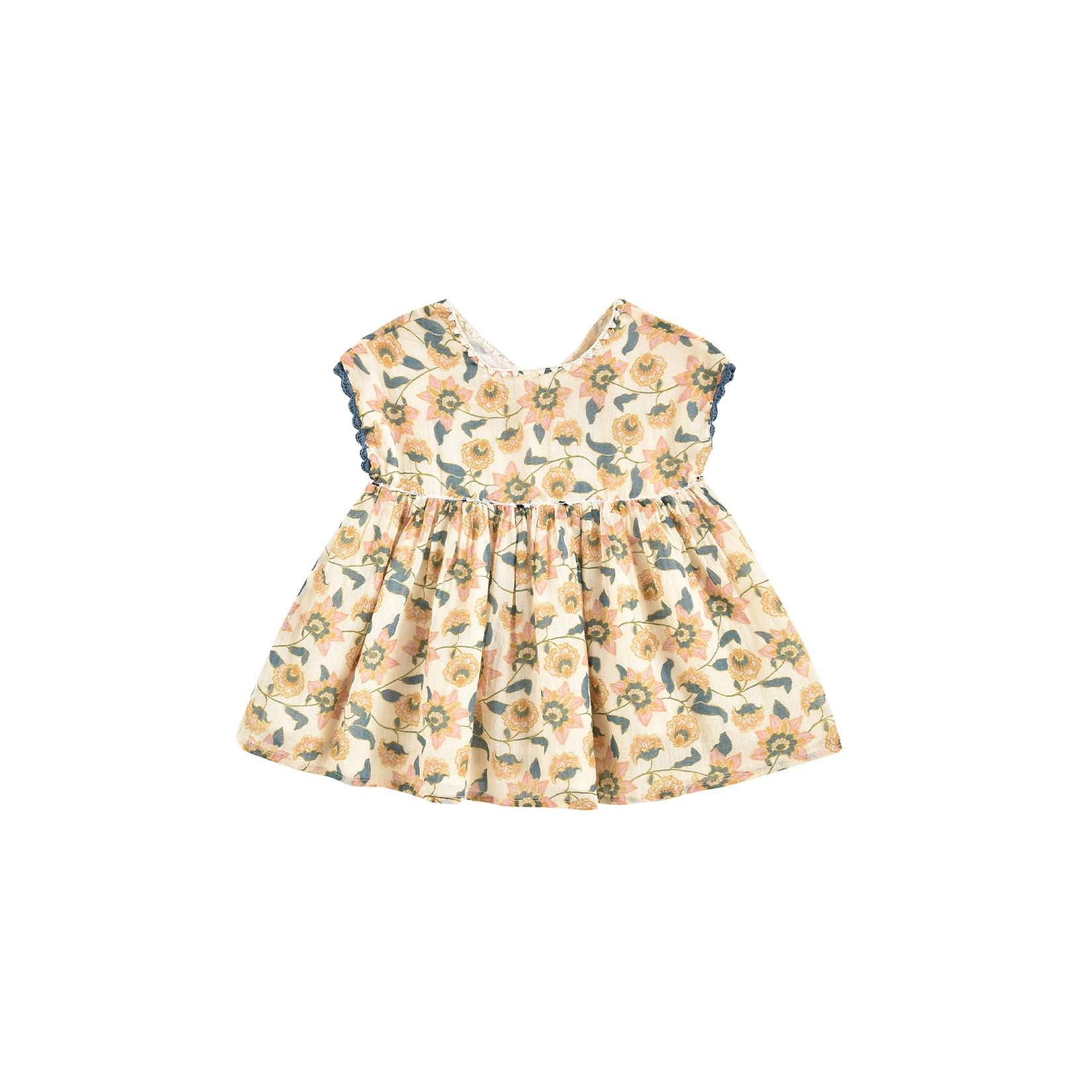 Girls Cream Flowers Dress