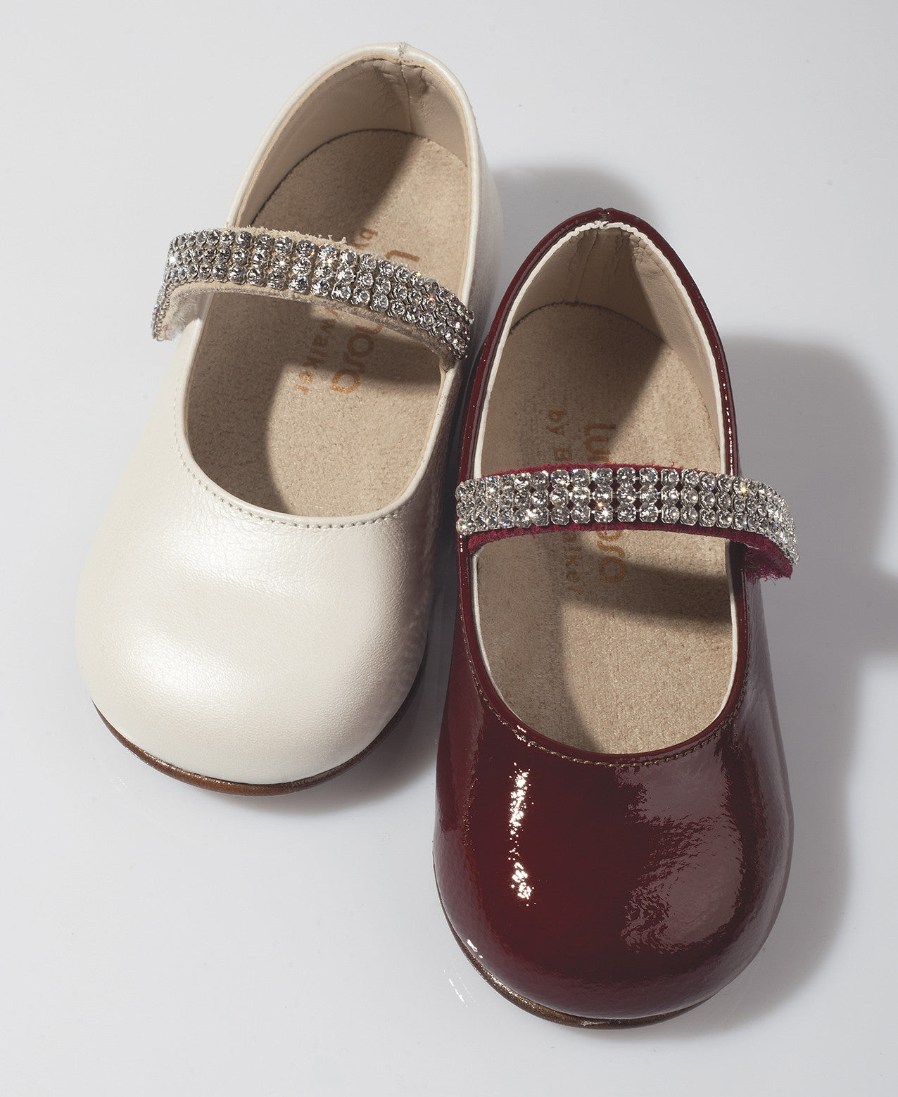 Girls Ivory Leather Shoes With White Diamond Trims - CÉMAROSE | Children's Fashion Store - 2