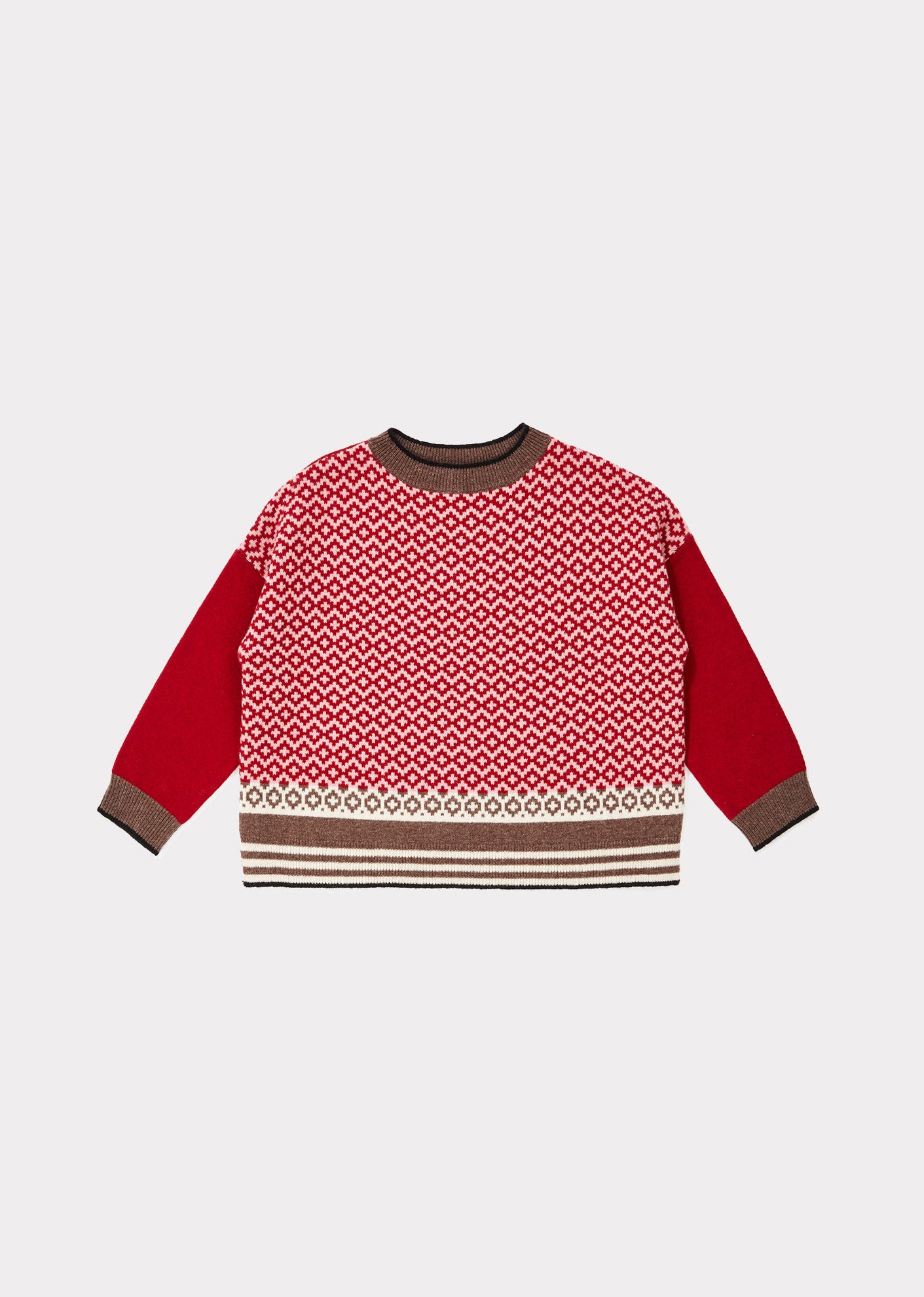 Girls Red Check Wool Sweater