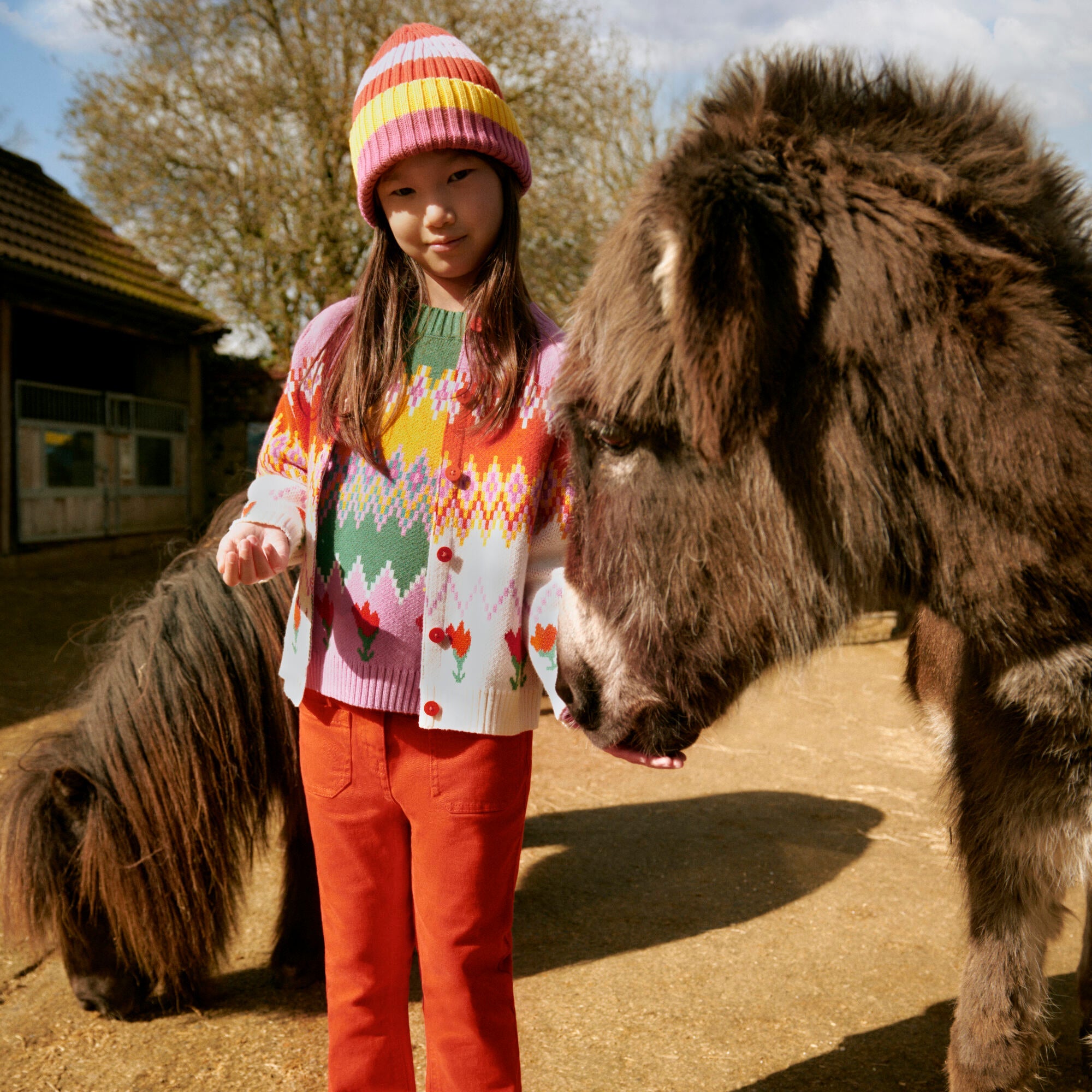Girls Multicolor Knit Cardigan
