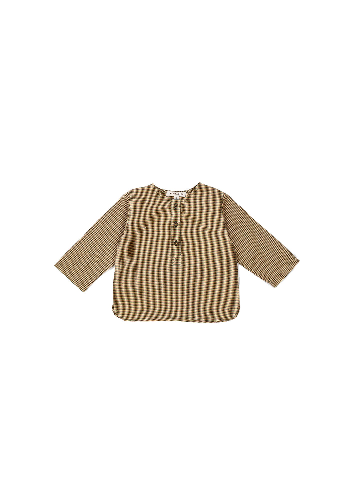Baby Girls Khaki Check Cotton Shirt
