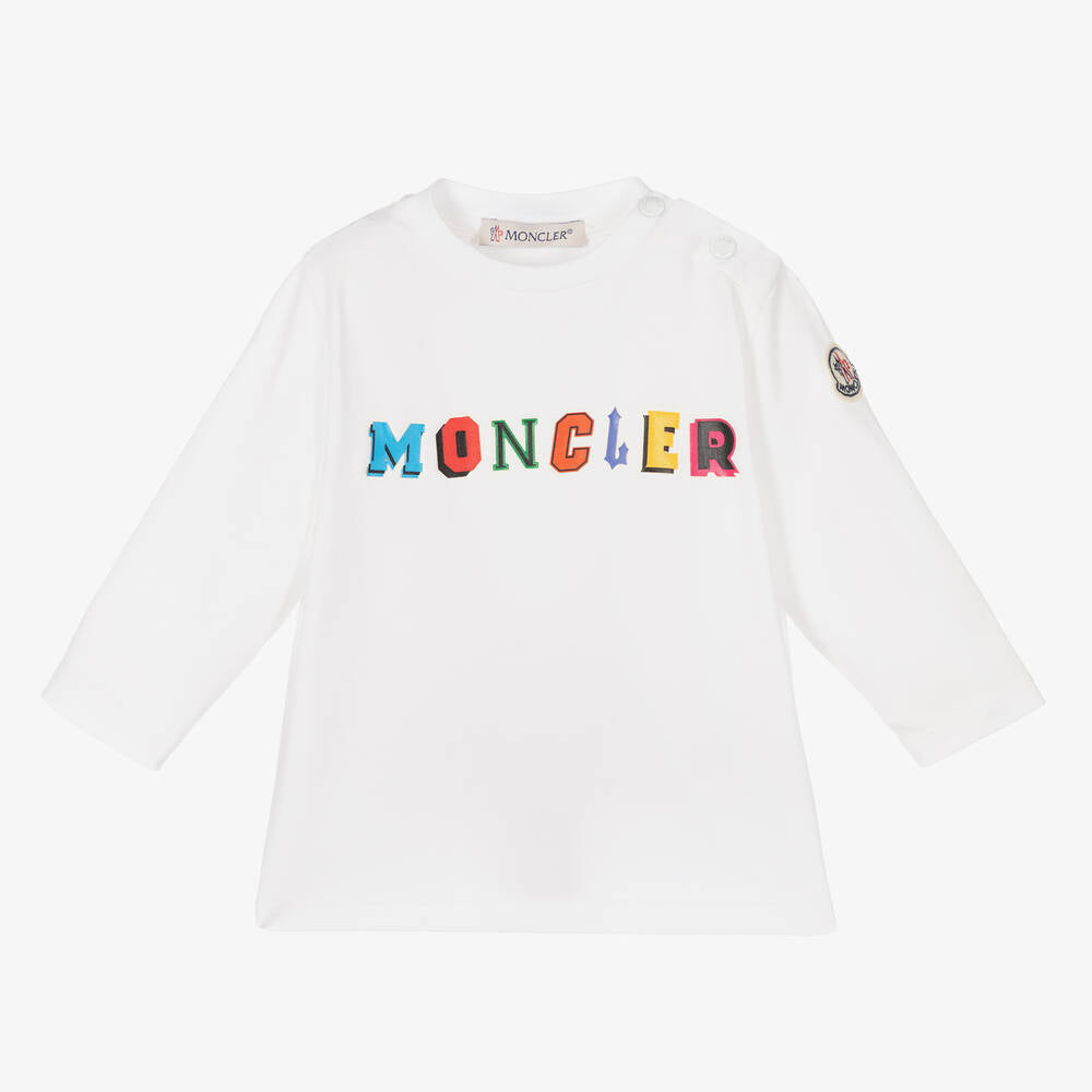 Baby Boys White Logo Cotton T-Shirt