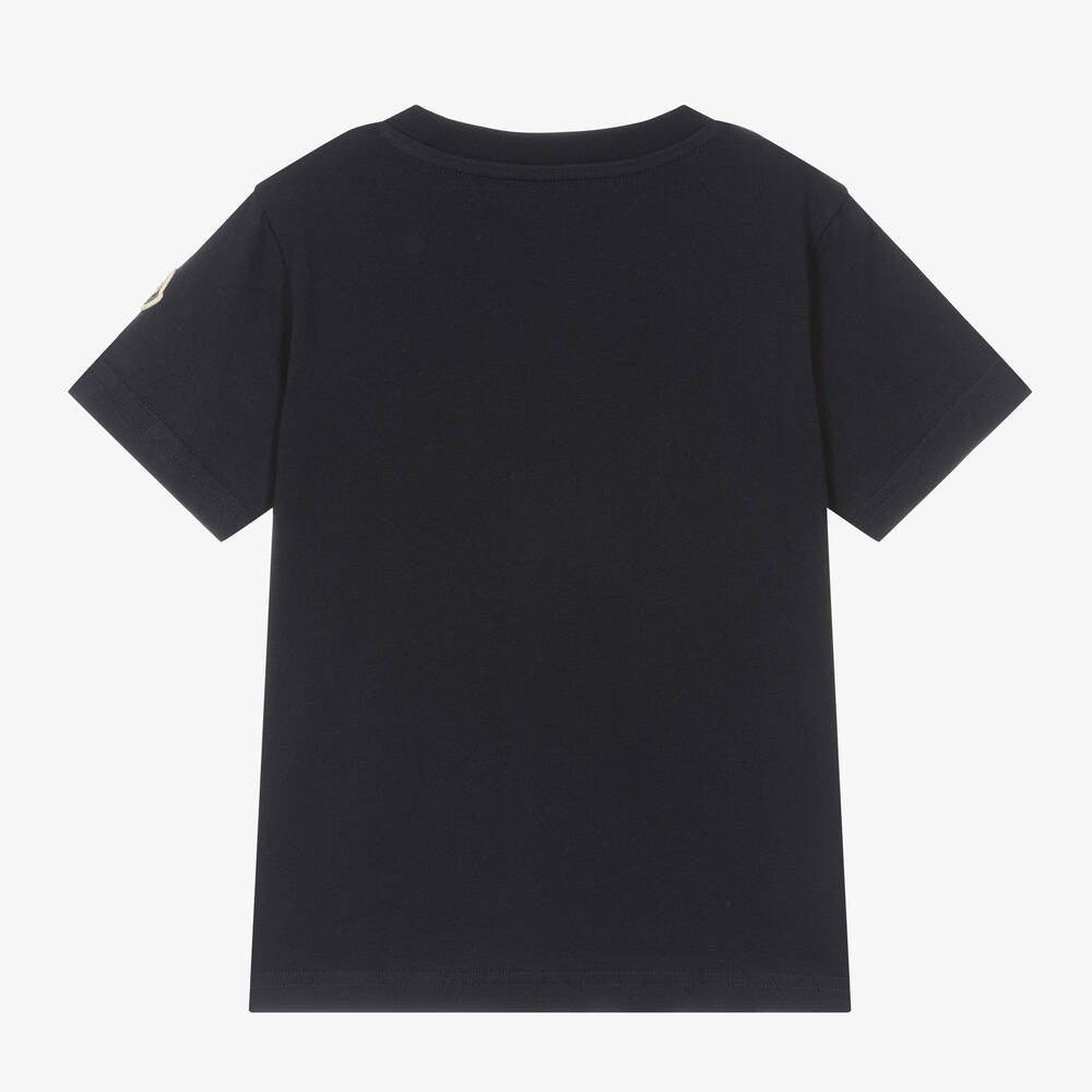 Boys & Girls Navy Logo Cotton T-Shirt