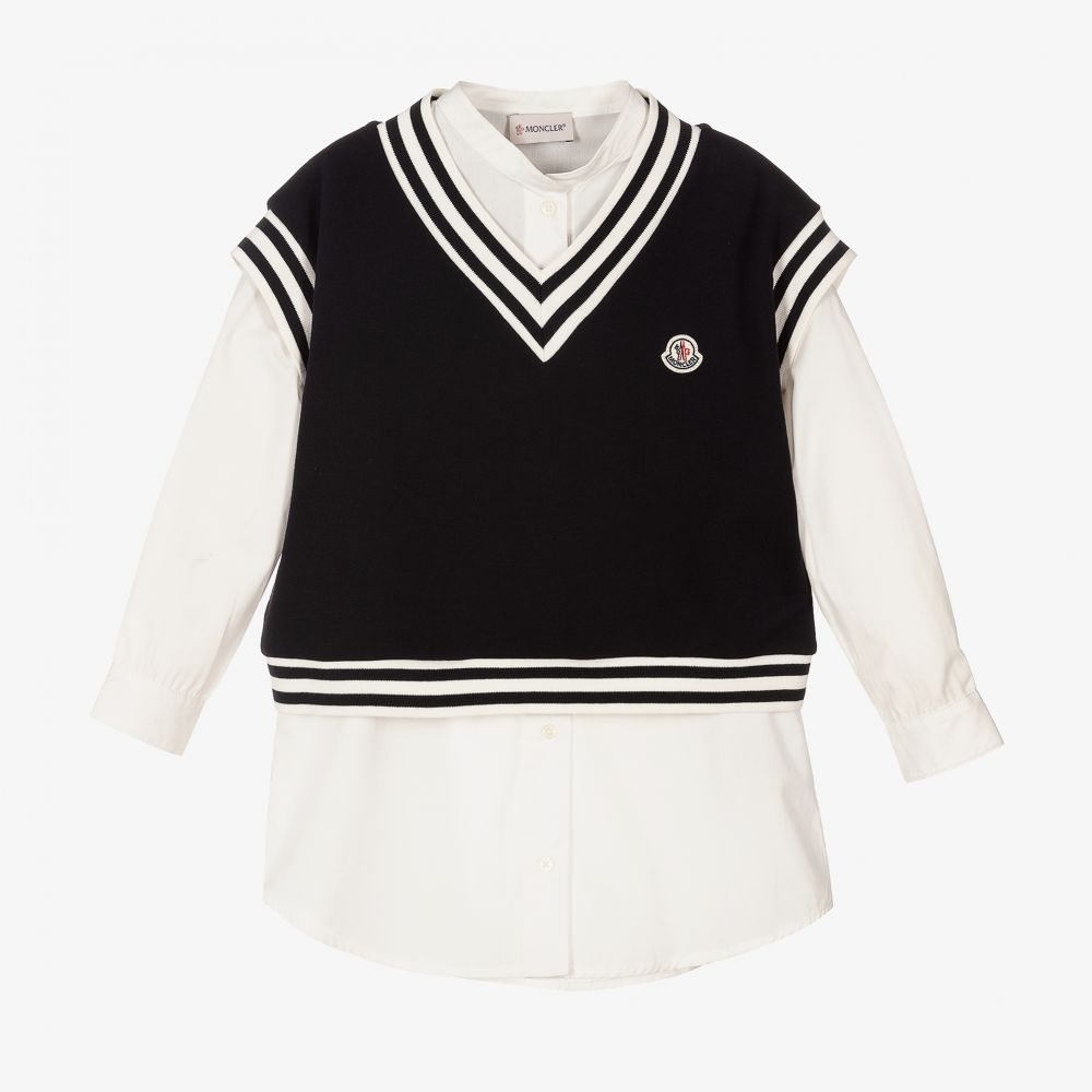 Girls Navy Cotton Dress Set