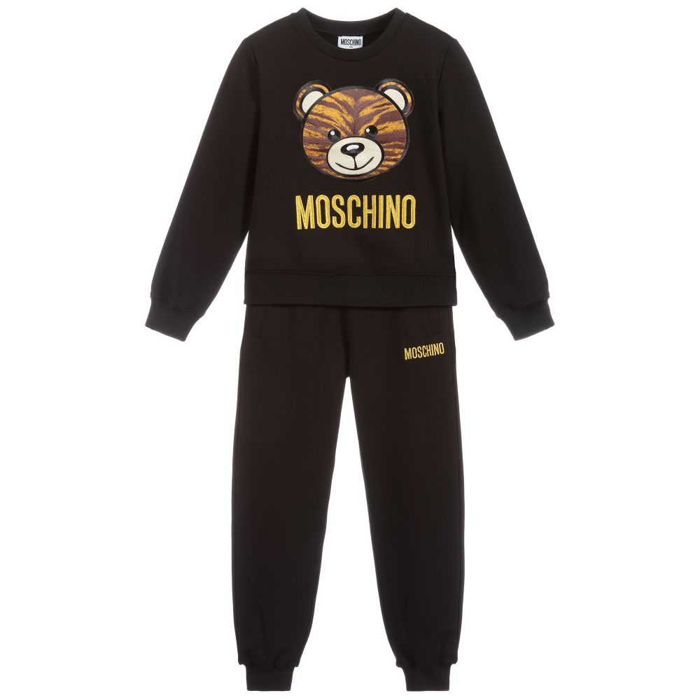 Girls Black Teddy Logo Tracksuit