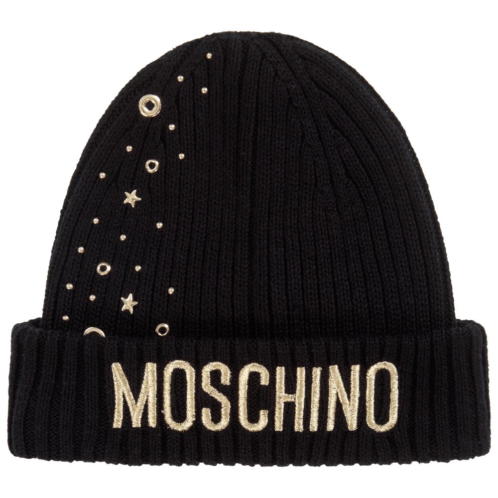 Girls Black Logo Cotton Hat