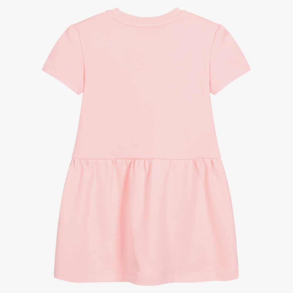 Girls Pink Printed Cotton Dress