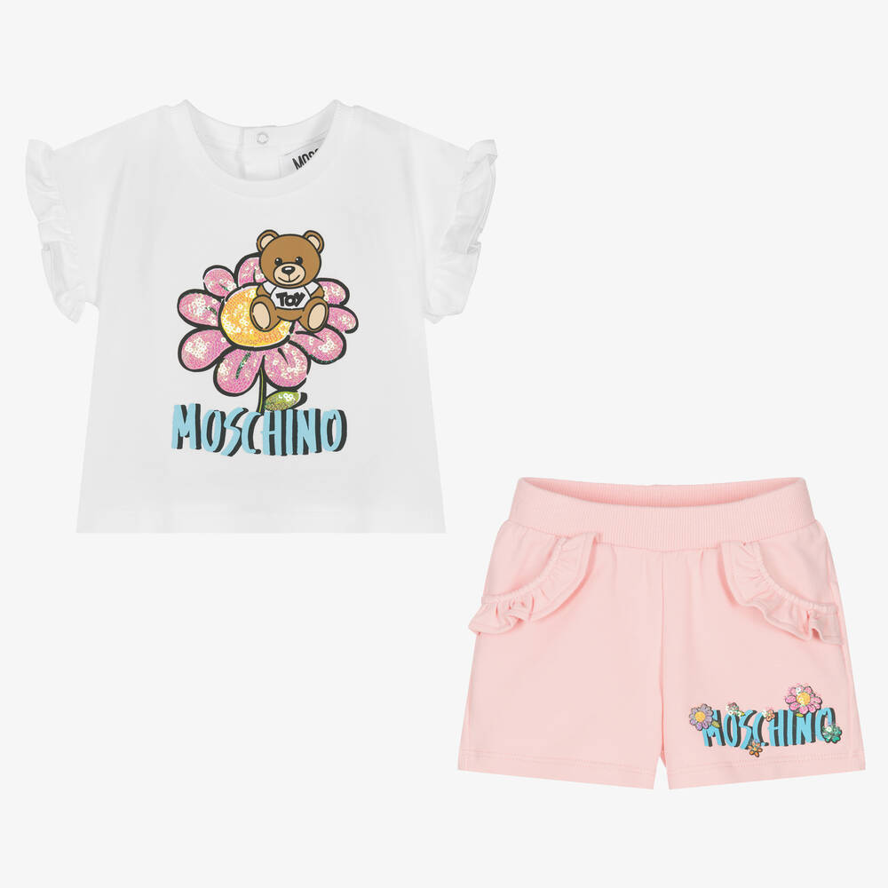 Baby Girls White Printed Cotton Set