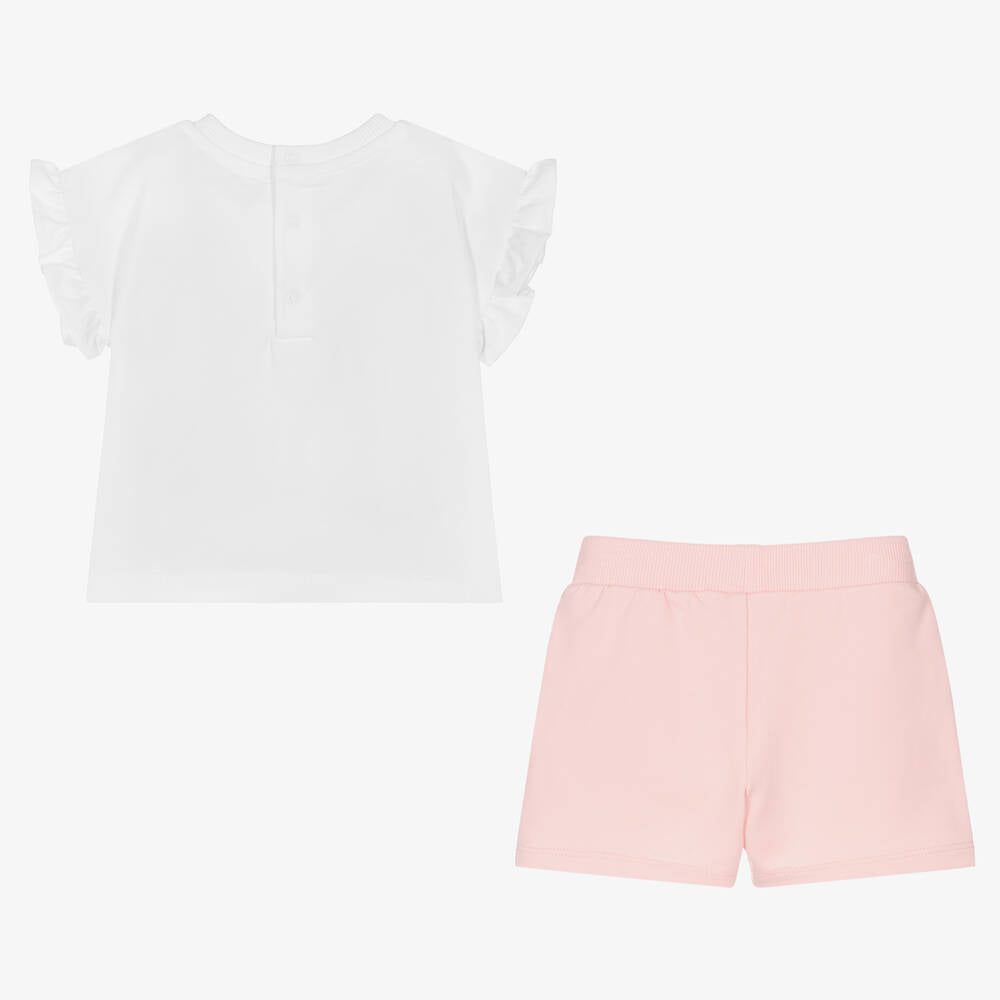 Baby Girls White Printed Cotton Set