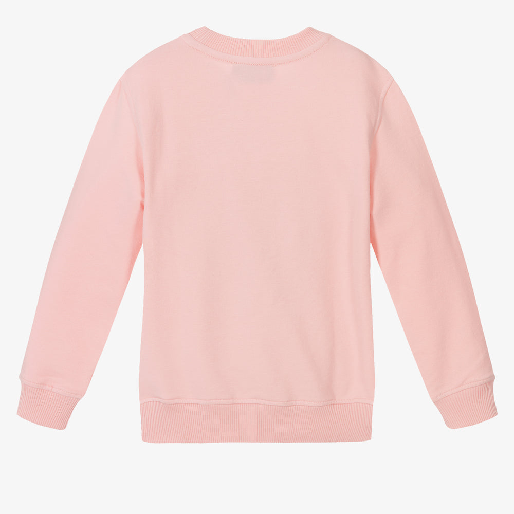 Girls Pink Printed Cotton Sweatshirt