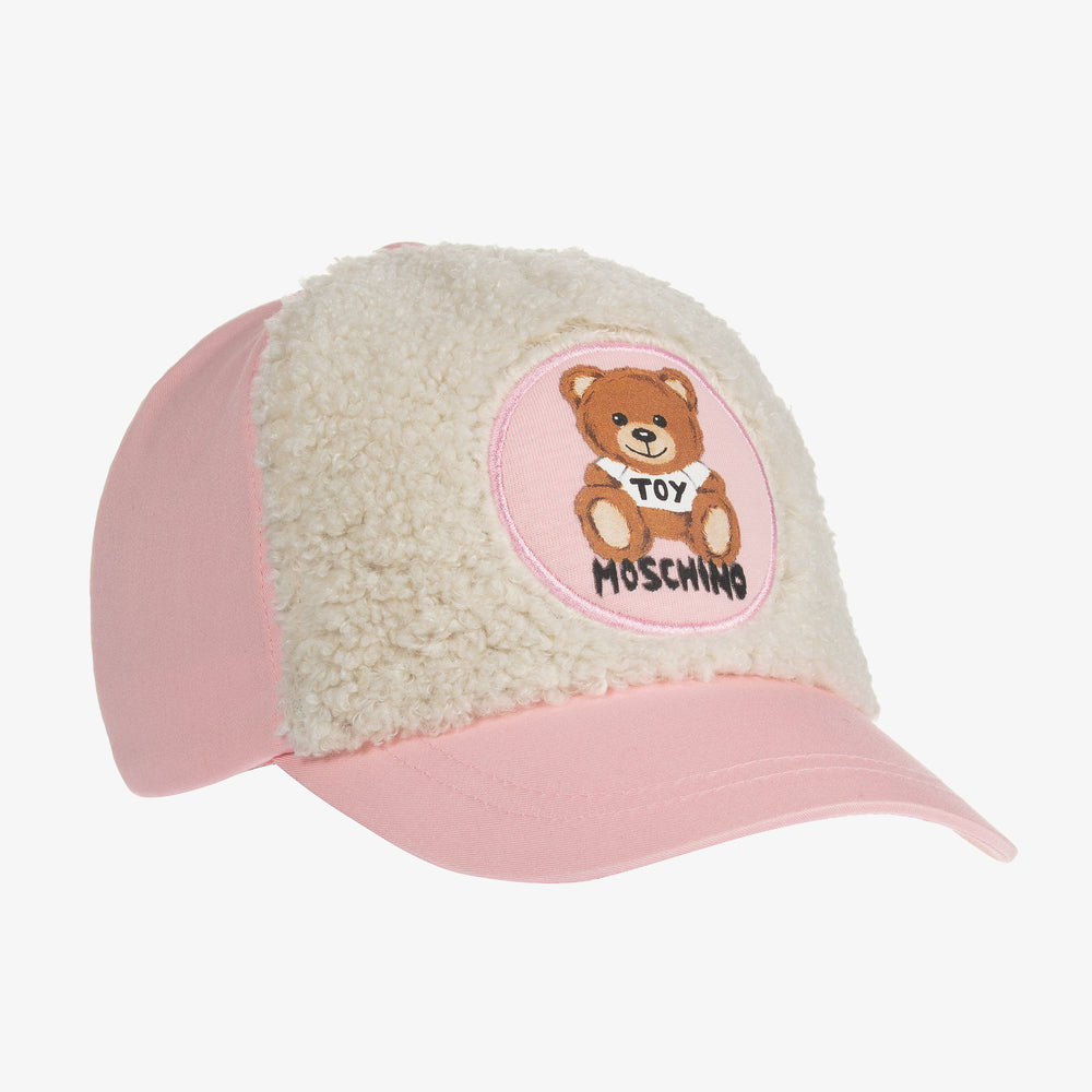 Girls Pink Teddy Bear Logo Cap
