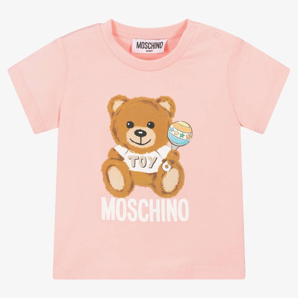 Baby Boys & Girls Pink Logo Cotton T-Shirt