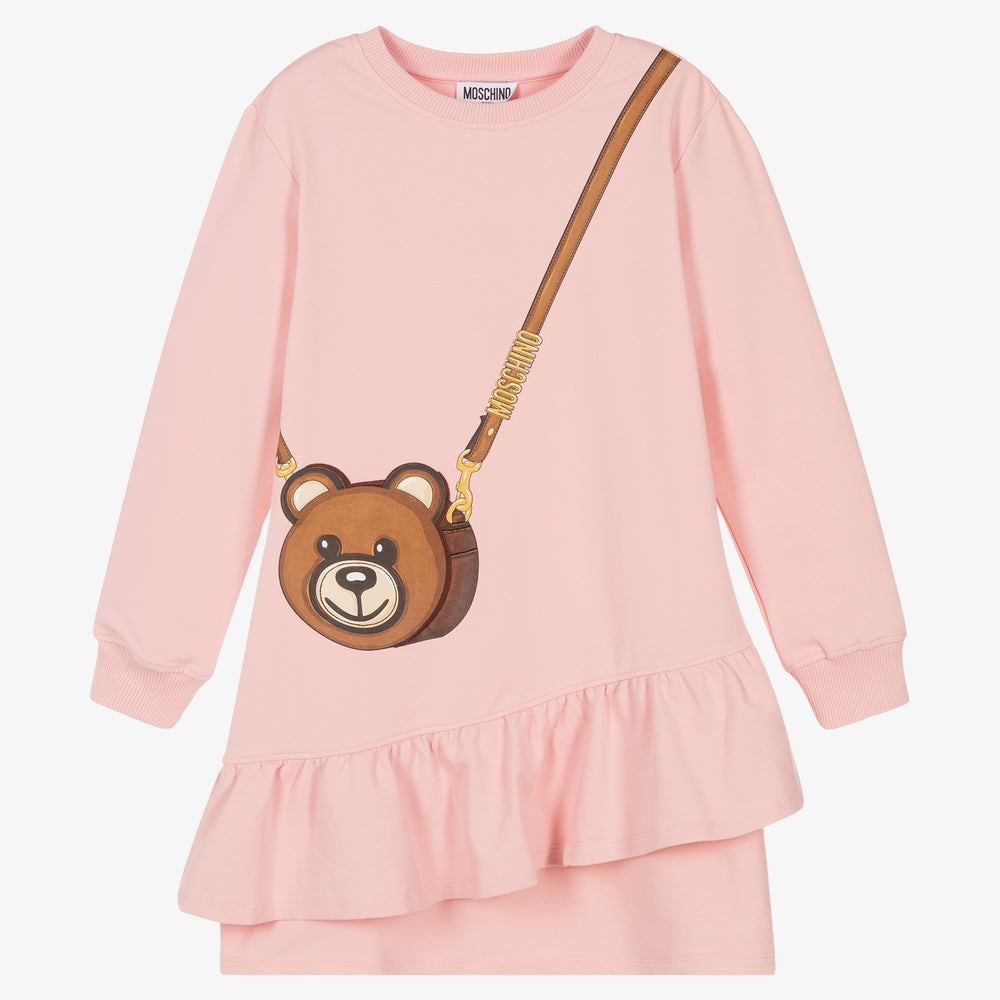 Girls Pink Printed Cotton Dress