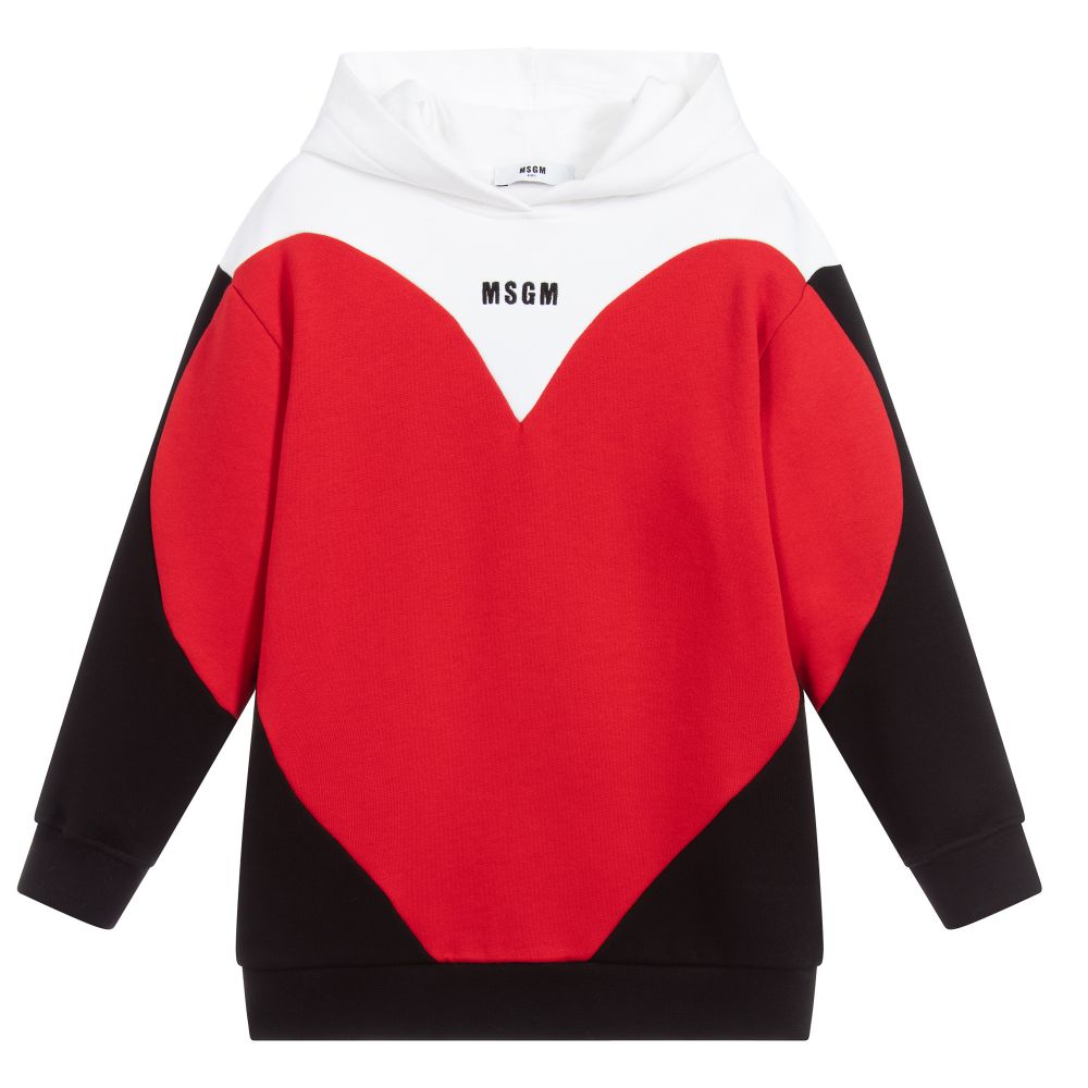 Girls Black Heart Cotton Hoodie