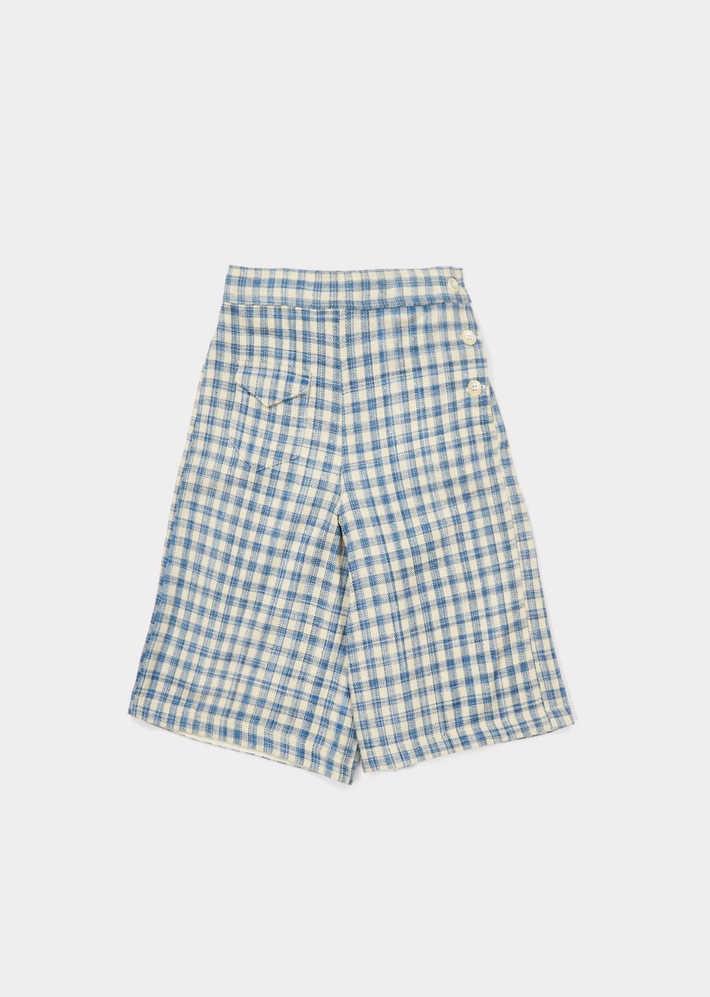 Girls Blue Check Silk Woven Trousers