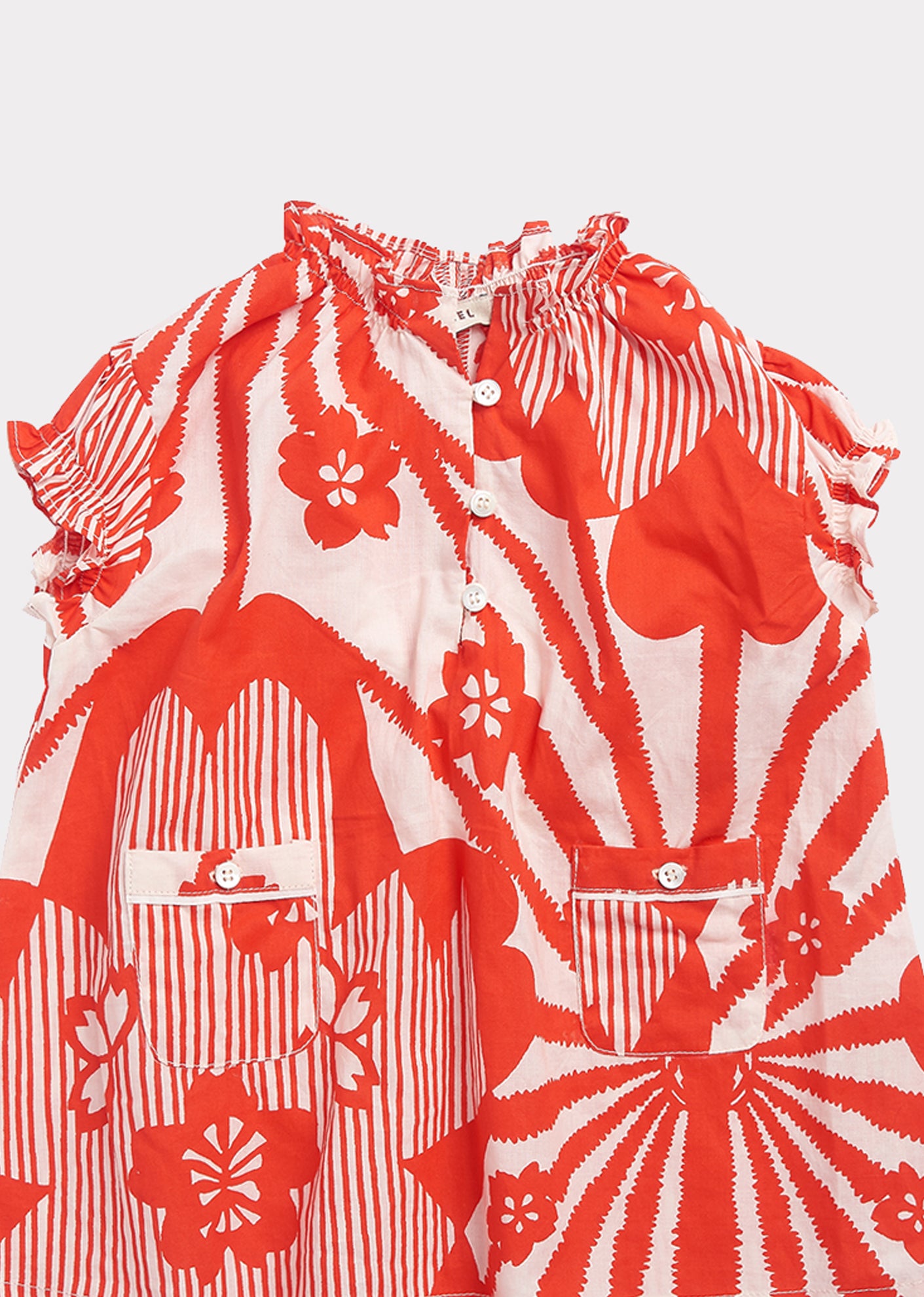 Baby Girls Red Flowers Print Cotton Dress