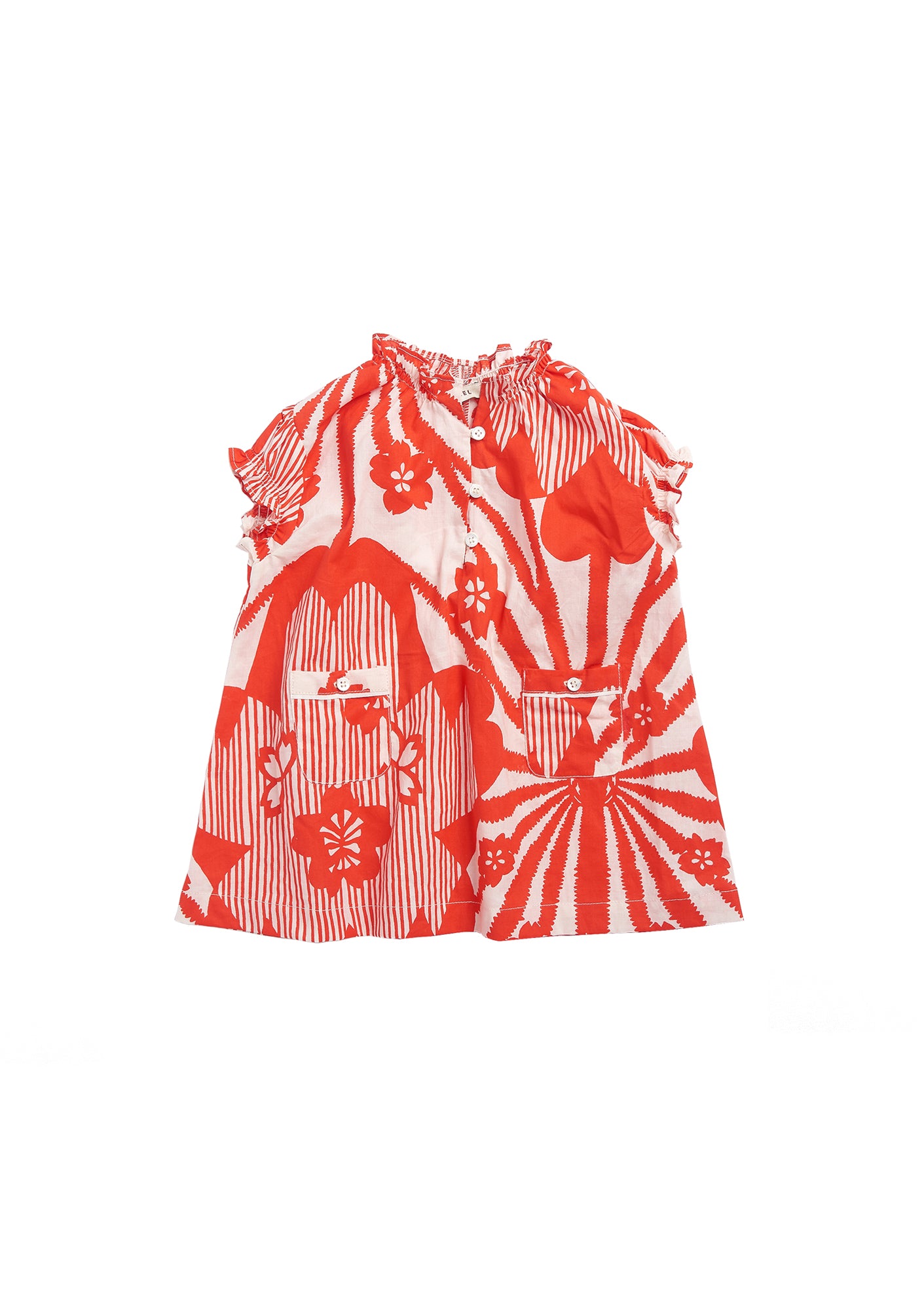 Baby Girls Red Flowers Print Cotton Dress