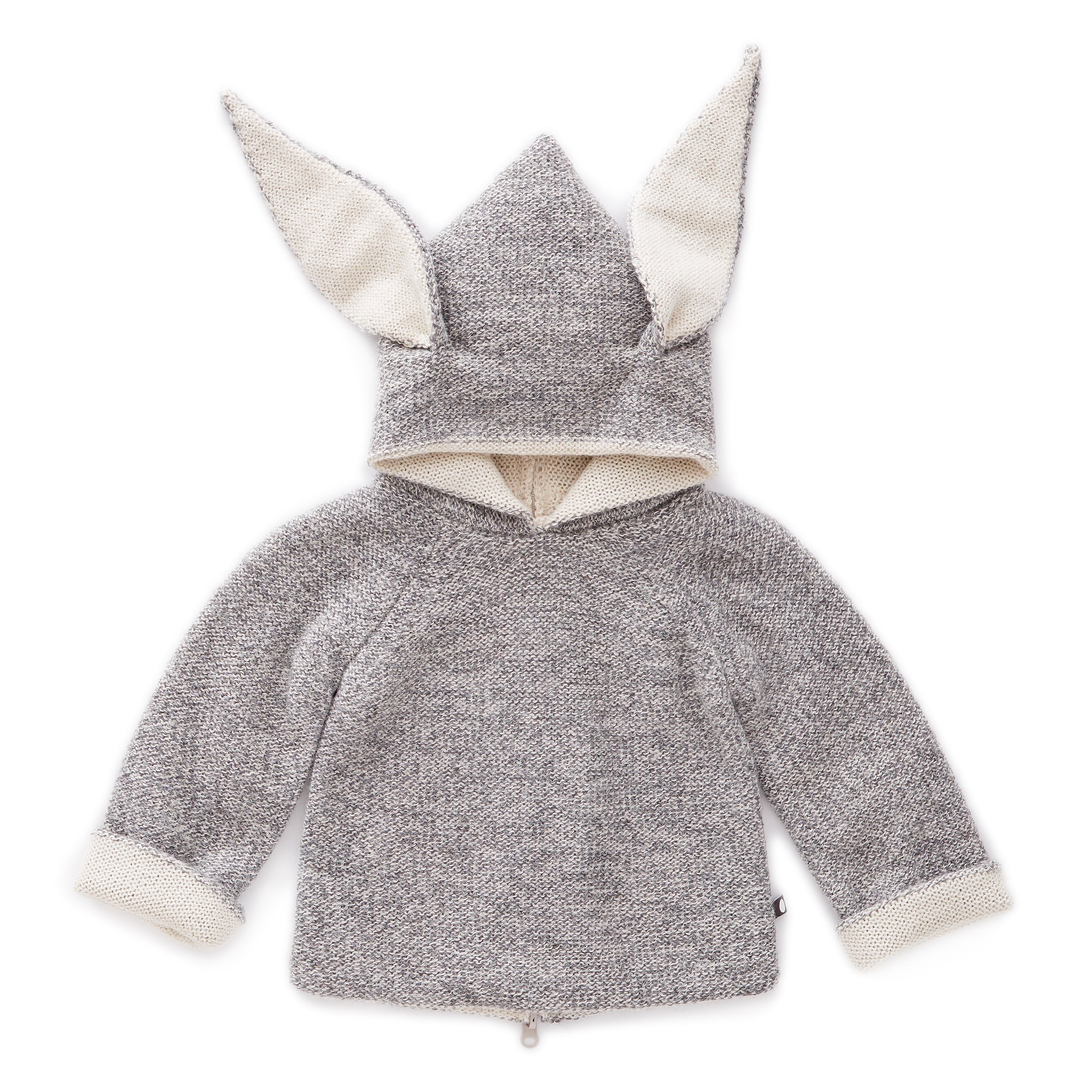 Girls Grey Rabbit Hooded Top