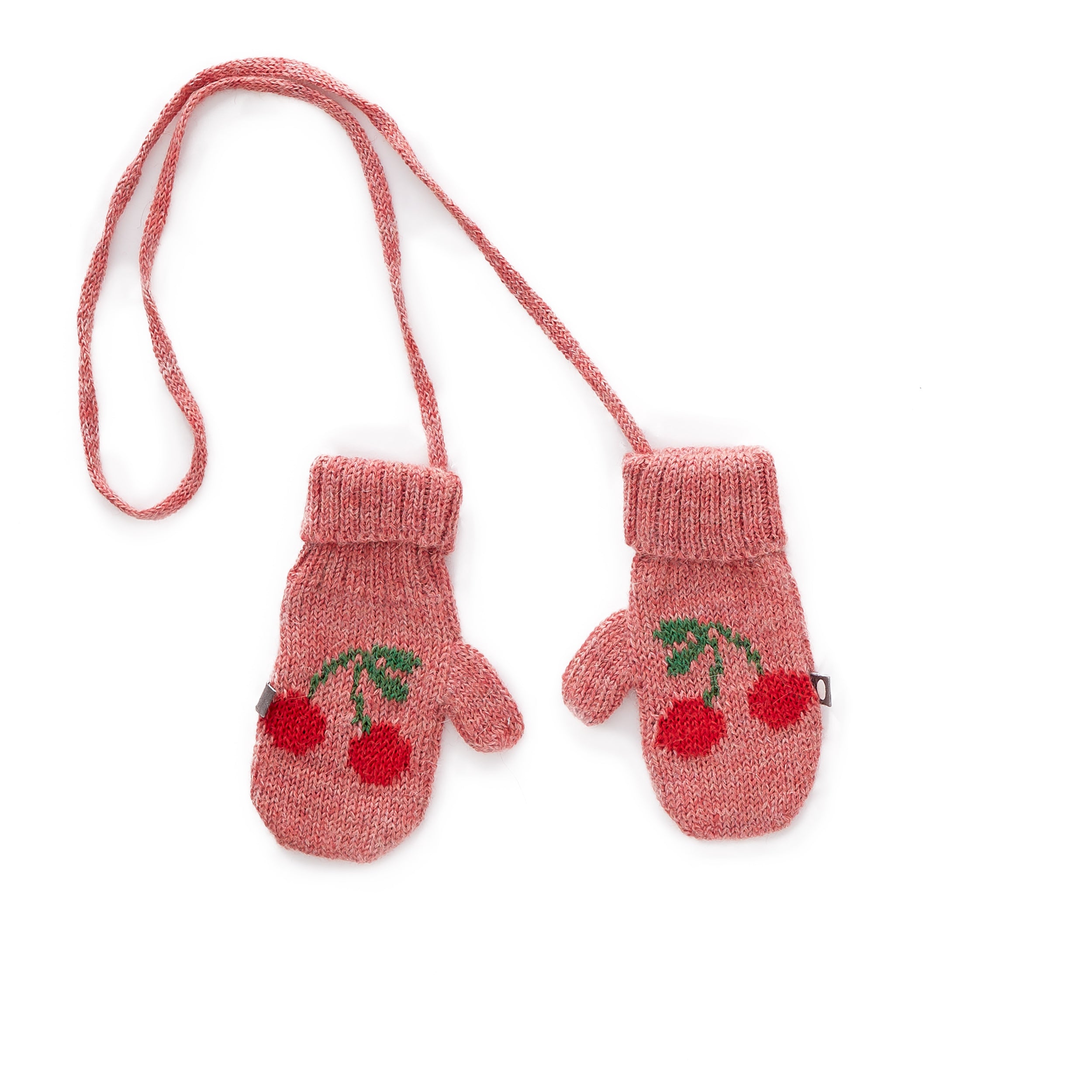 Baby Girls Rose & Red Baby Alpaca Cherry Mittens