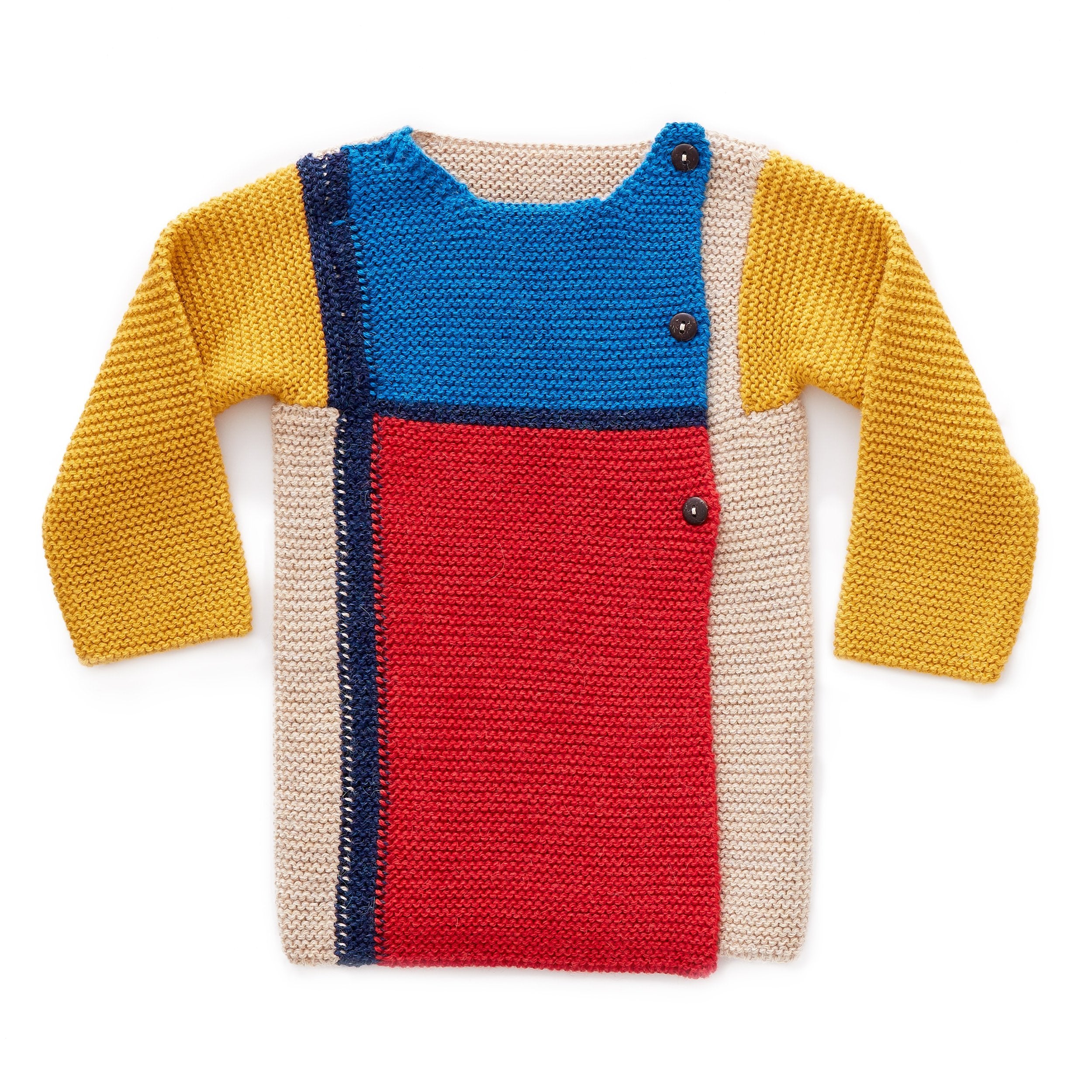 Girls Red & Multi Baby Alpaca Mondrian Sweater
