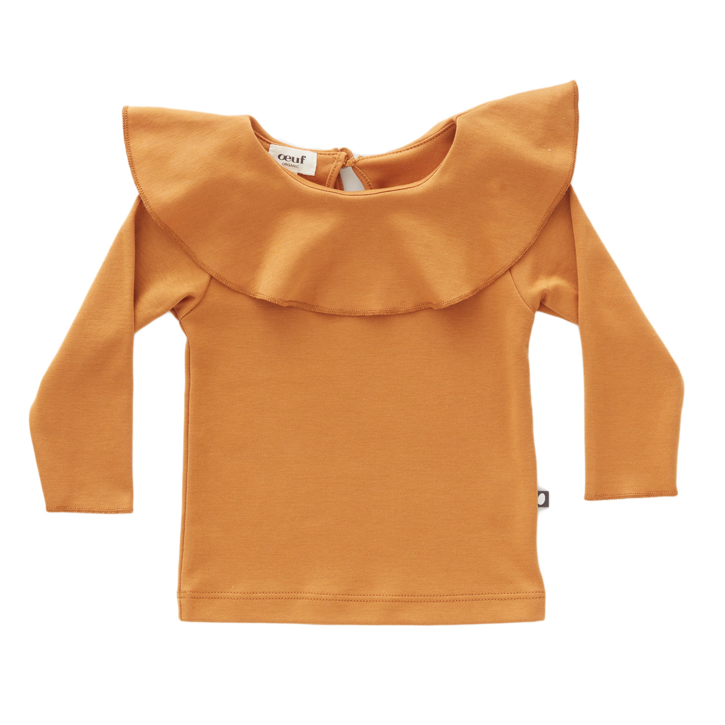 Girls Ochre Ruffle Collar Cotton Shirt