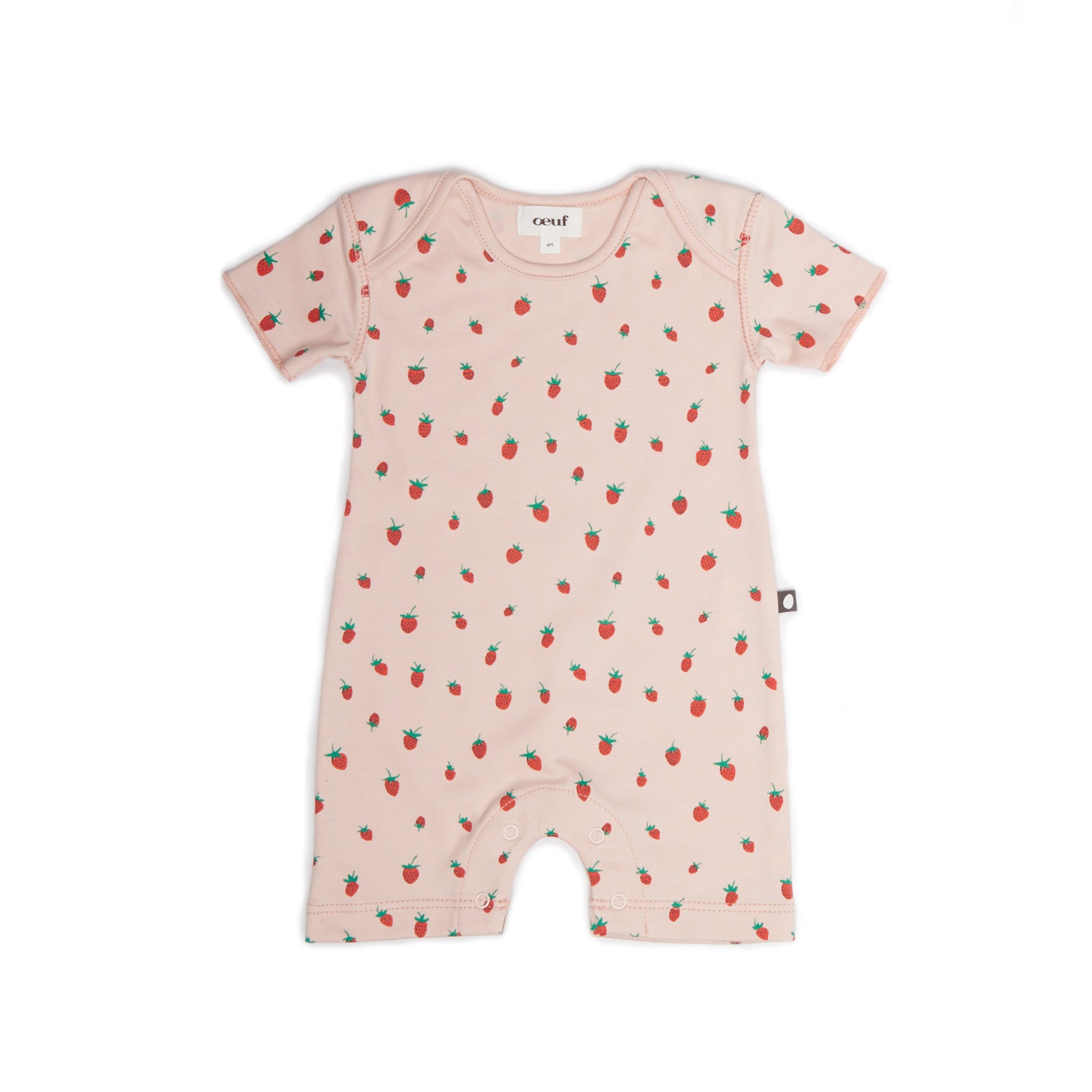 Baby Girls Light Pink Strawberries Printed Short Romper