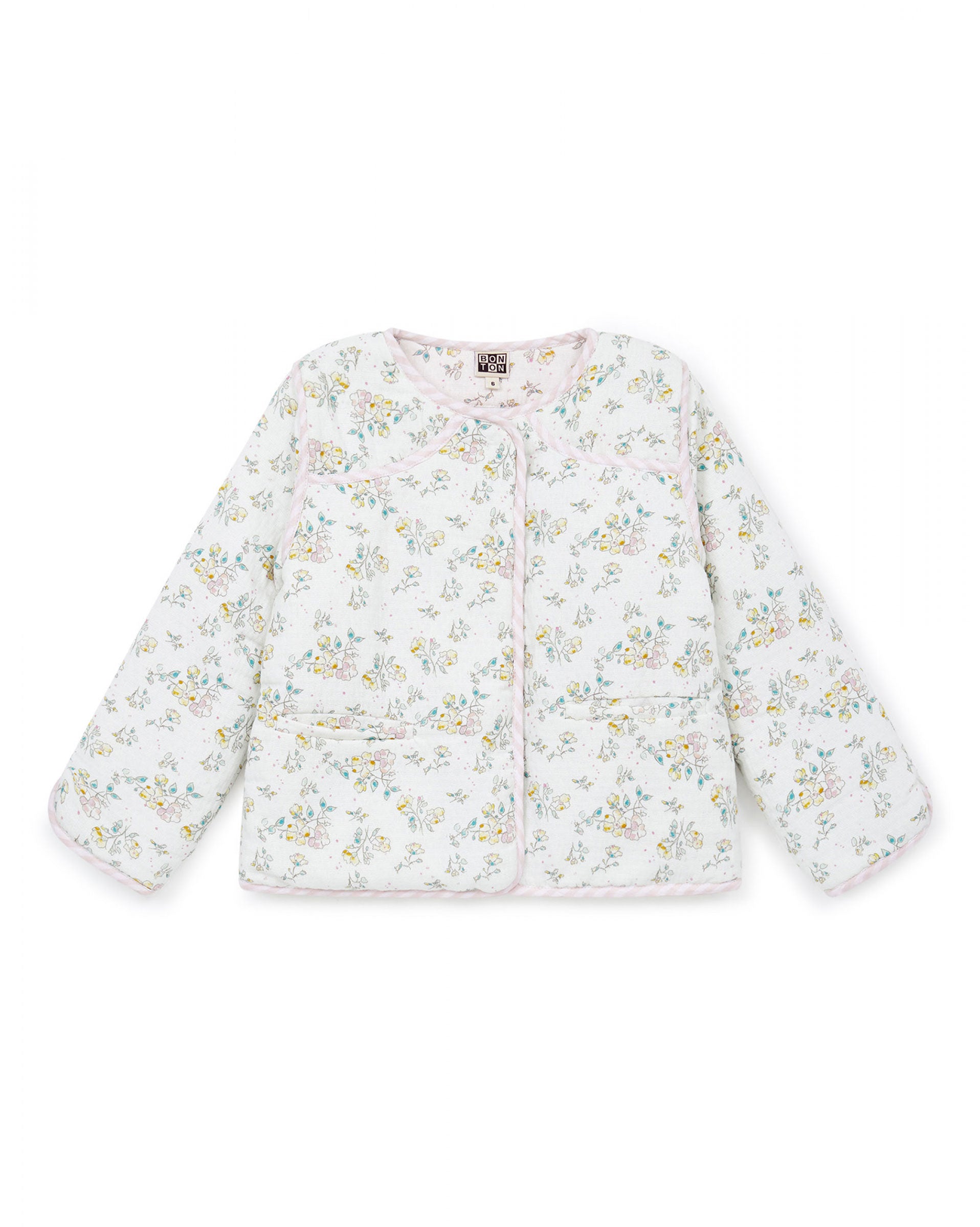 Girls White Print Jacket