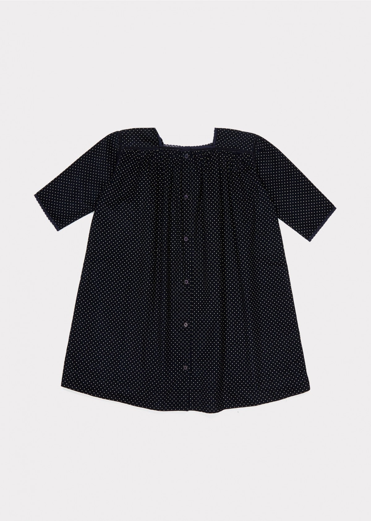 Girls Navy Babycord Dot Cotton Dress