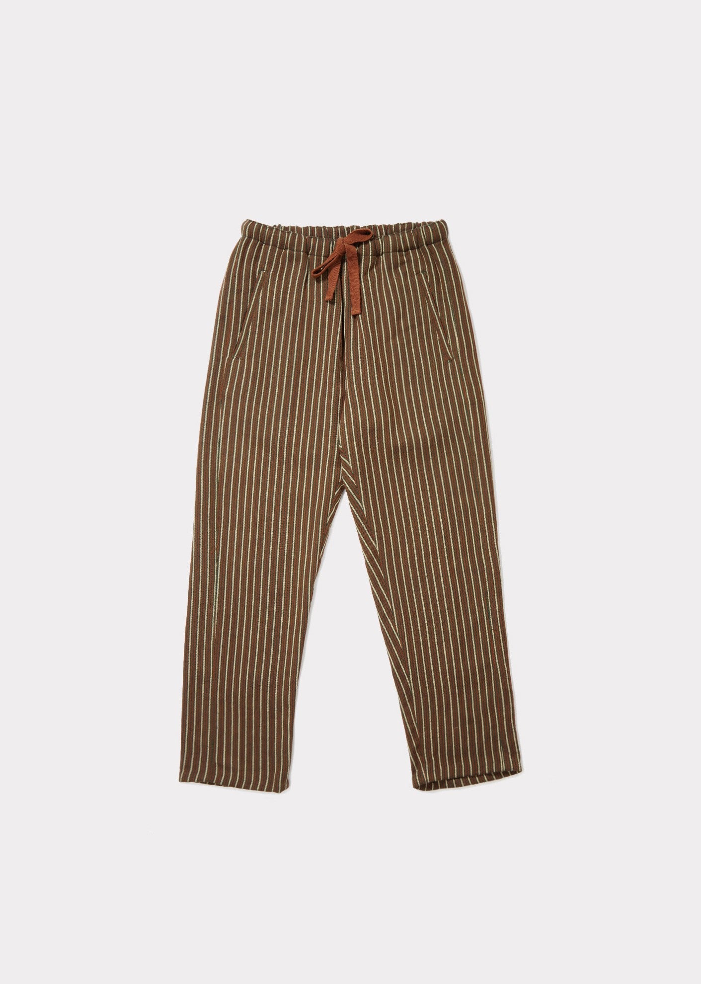 Girls Brown & Green Striped Trousers