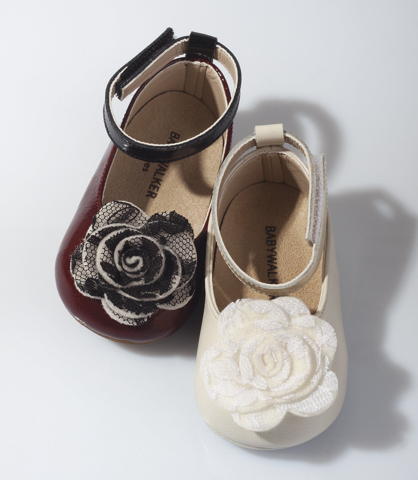 Girls Ivory Suede Ballerinas With Black Patch Camelia Flower Embellished - CÉMAROSE | Children's Fashion Store - 2