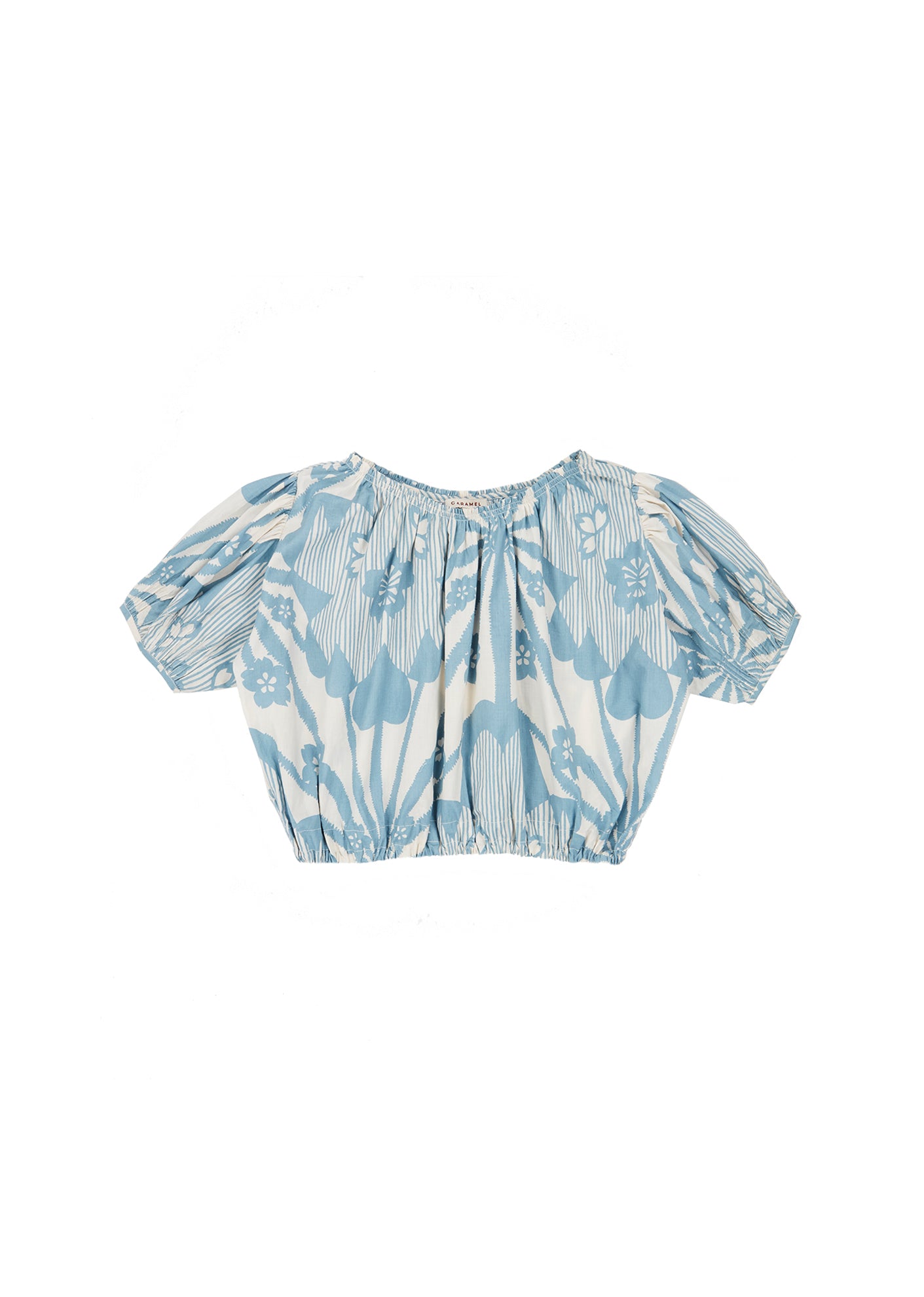 Girls Blue Flowers Print Cotton Top