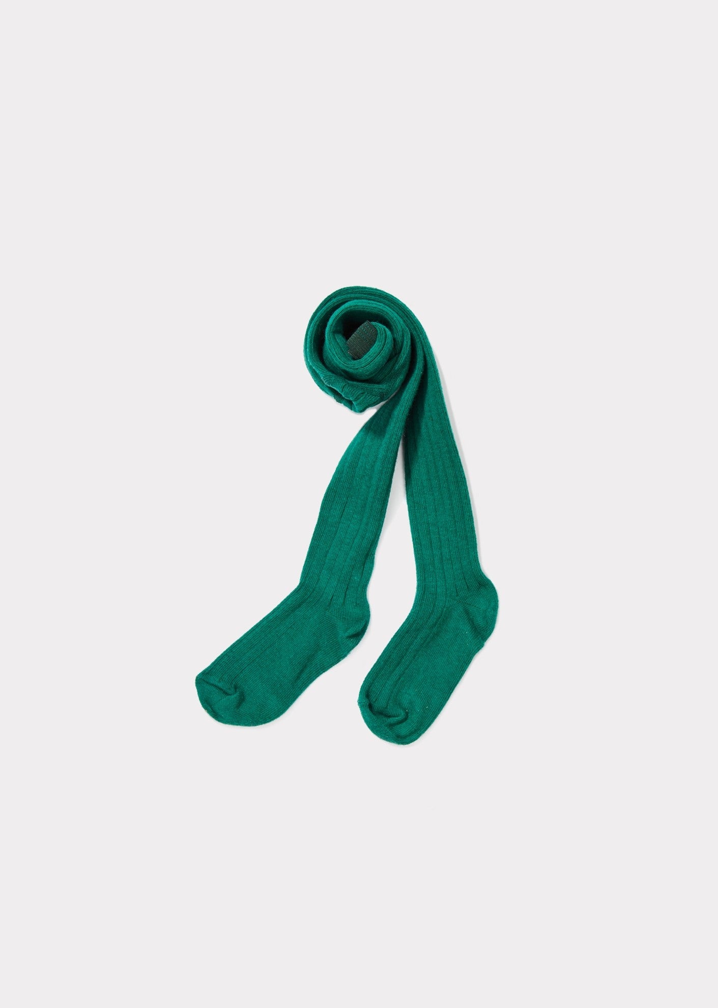 Girls Green Cotton Knitted Tights