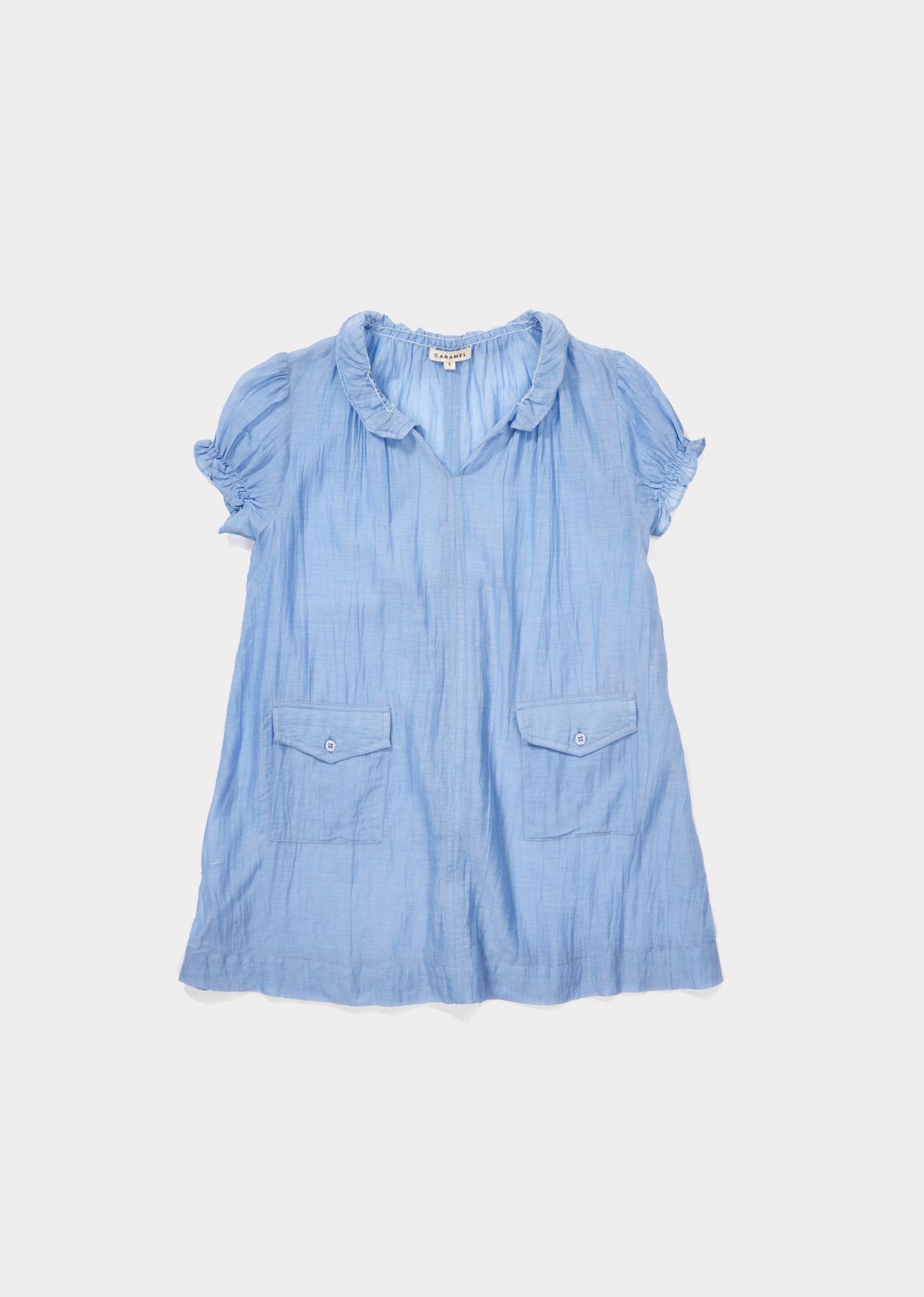 Girls Azure Blue Cotton Woven Dress