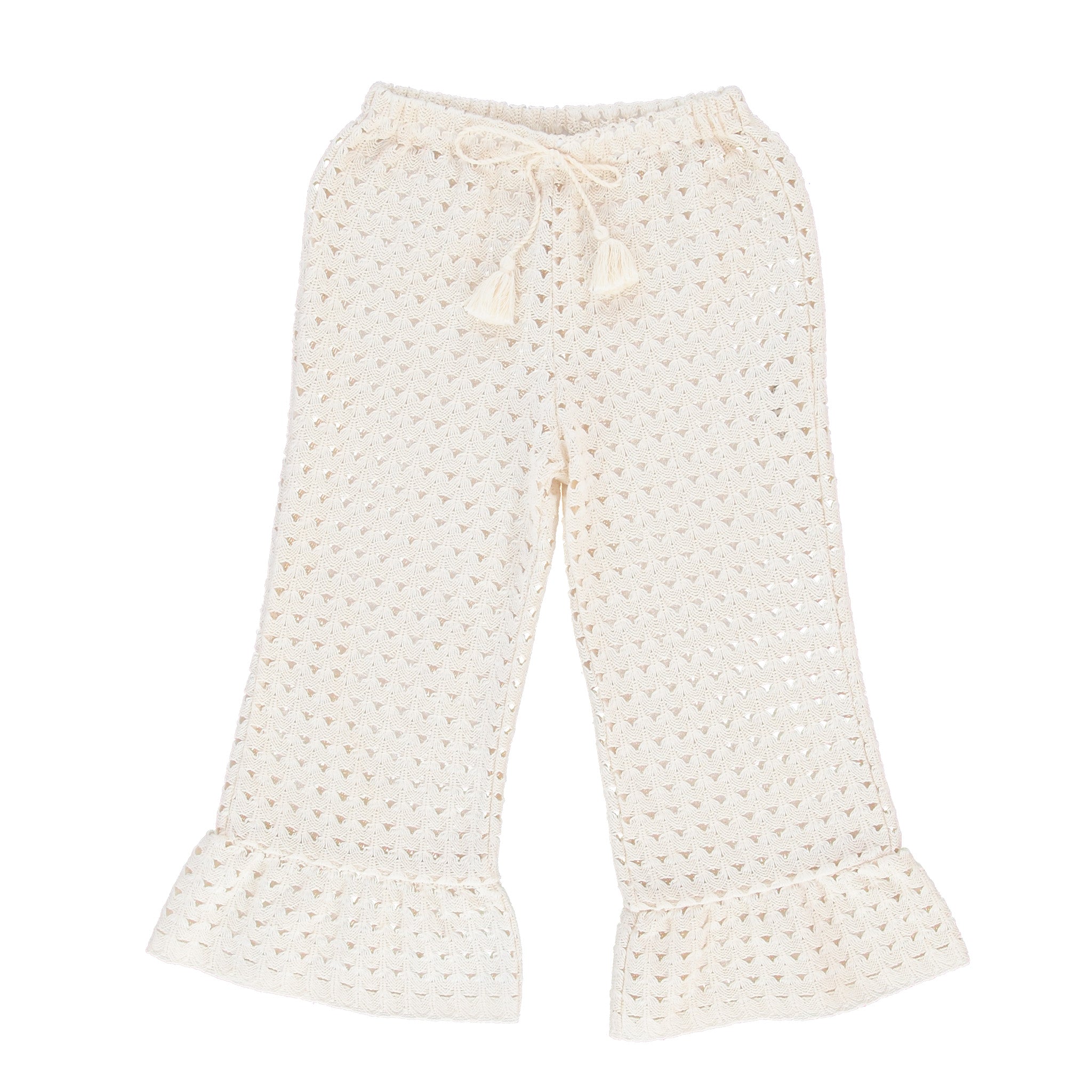 Girls White Hollow Cotton Trousers